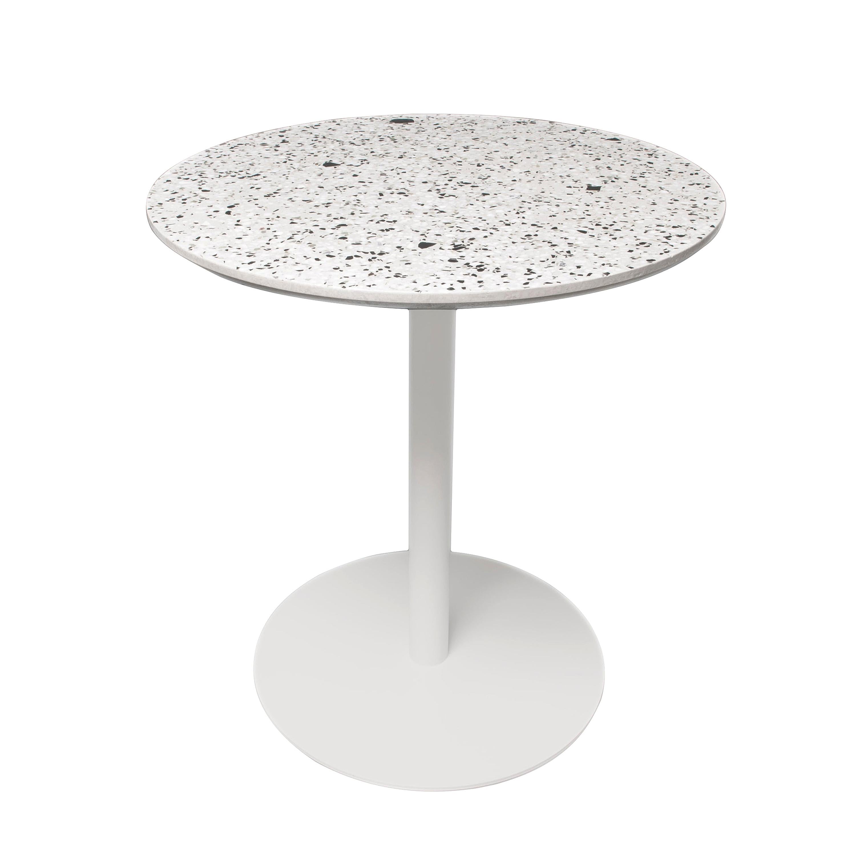 Round Dining Table 'I' in White Terrazzo