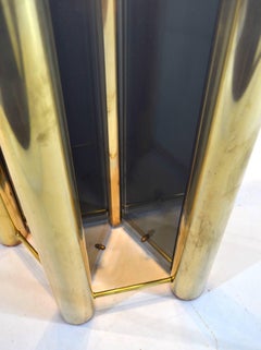 Round Dining Table in Brass with Lighting, 1960s