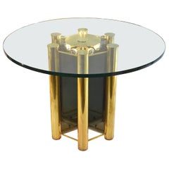 Round Dining Table in Brass with Lighting, 1960s