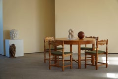 Round Dining Table in Elm Wood with Four Extensions, Danish Cabinetmaker, 1950s