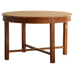 Round Dining Table in Elm Wood with Four Extensions, Danish Cabinetmaker, 1950s