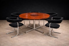 Round Dining Table in Hardwood and Metal by Jorge Zalszupin, c.1960s