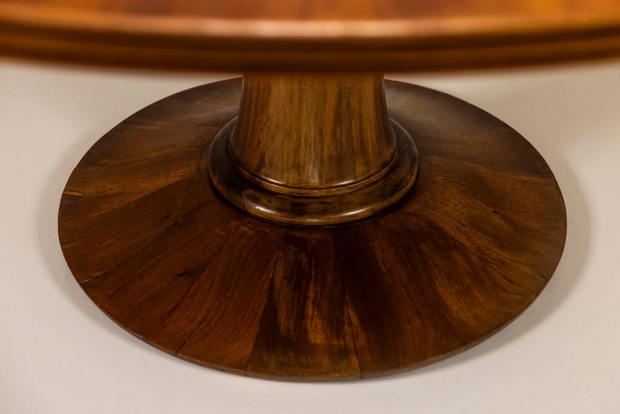 Mesa de comedor redonda de caoba y terrazo, Italia Años 50 3