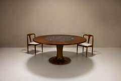 Round Dining Table In Mahogany And Terrazzo, Italy 1950's