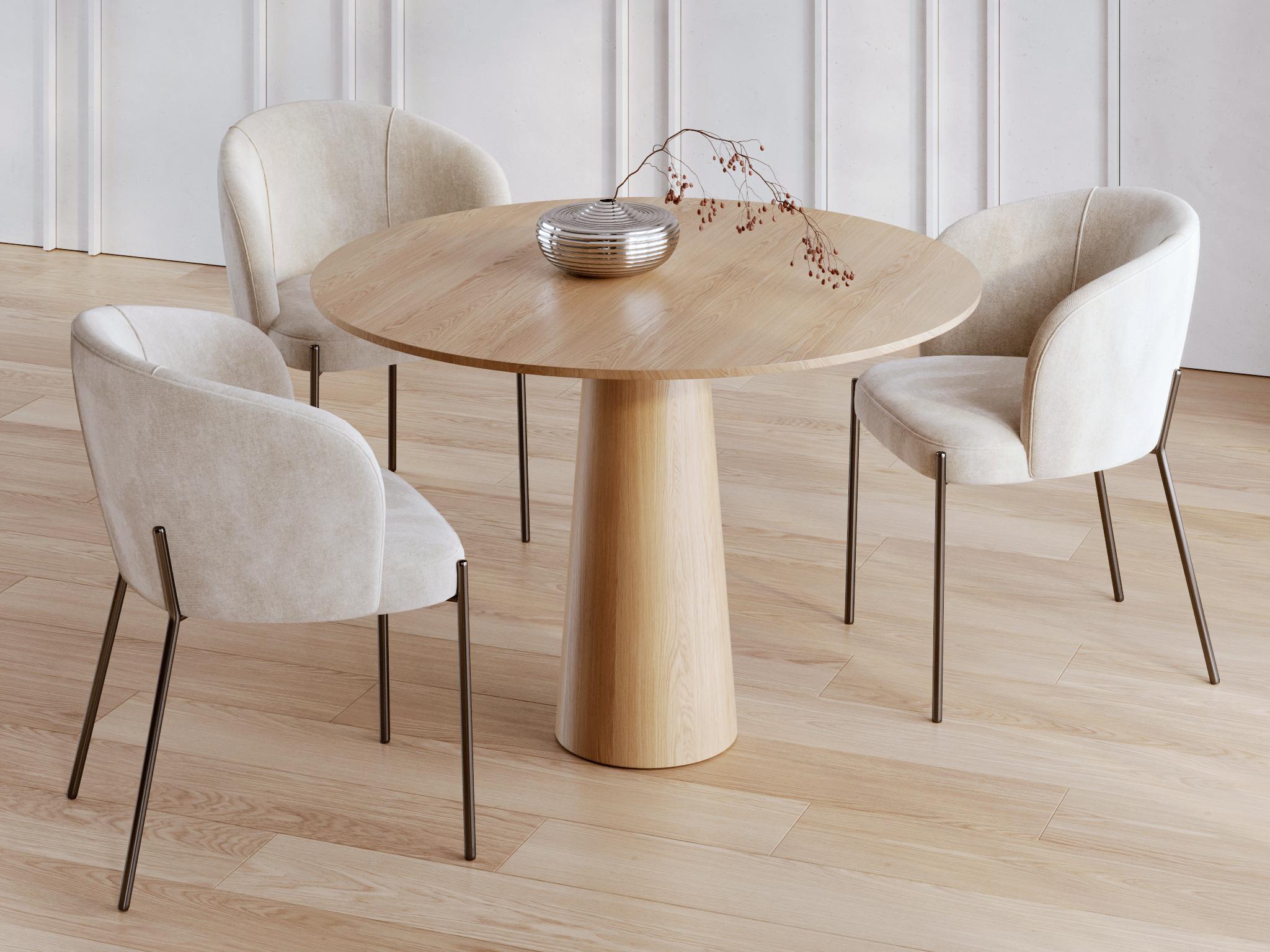 Scandinavian Modern Sculptural Round Dining Table in Solid Oak - Organic Brutalist Design + 3D Model For Sale
