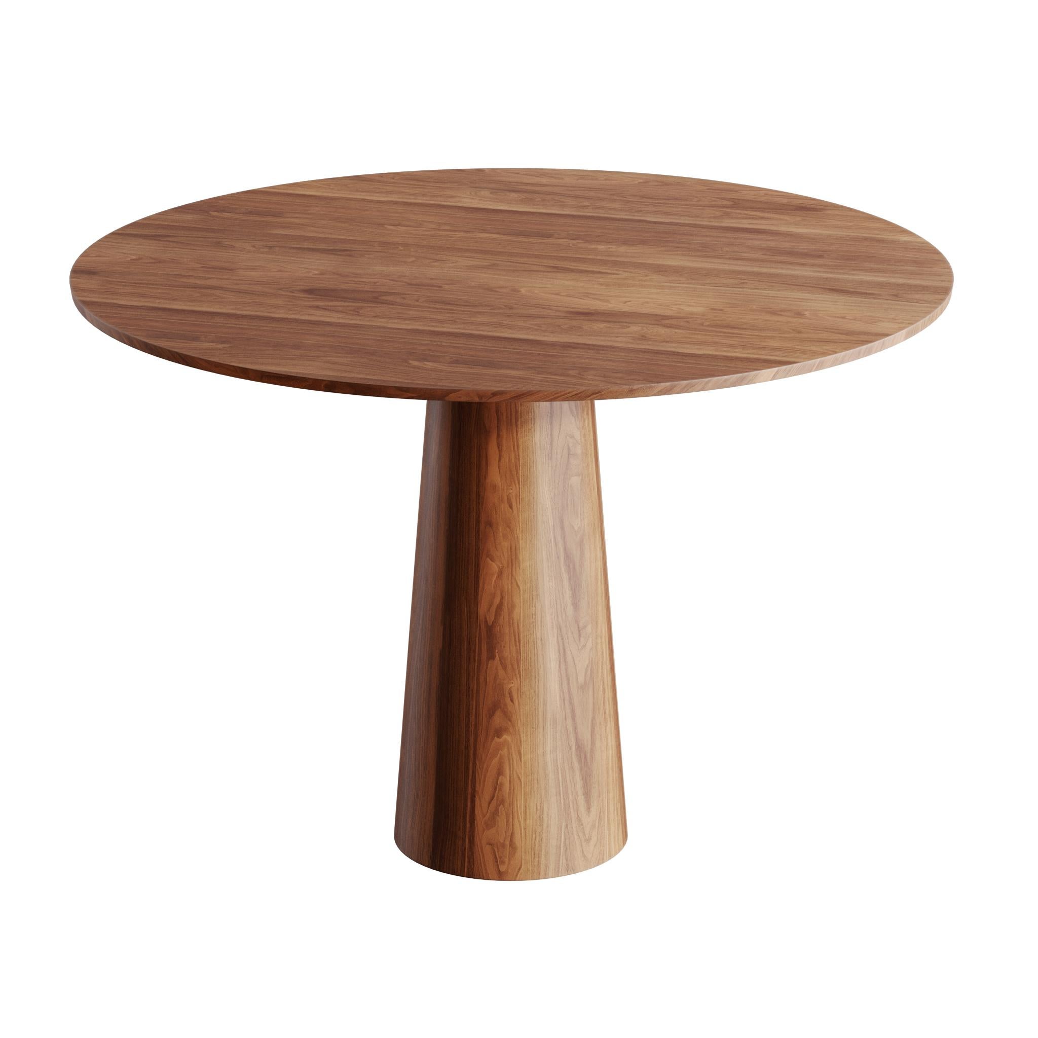 Moldovan Modern Round Dining Table in Natural Solid Walnut By Sergio Vulpe + 3D Model For Sale
