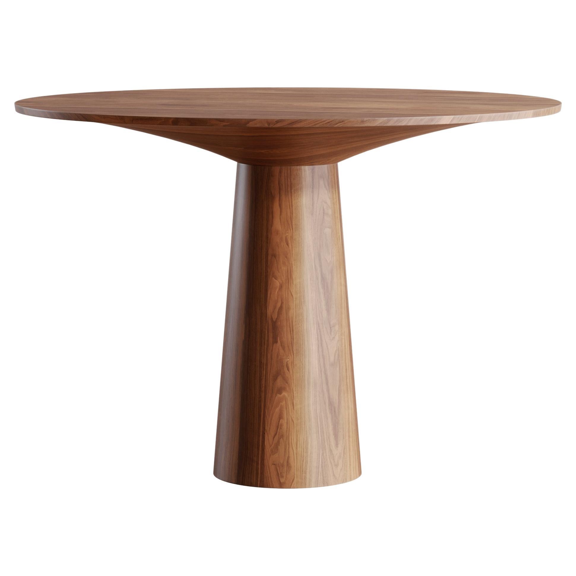 Modern Round Dining Table in Natural Solid Walnut By Sergio Vulpe + 3D Model For Sale