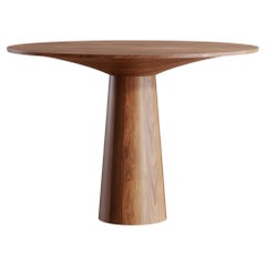 Mesa de comedor redonda moderna de nogal macizo natural de Sergio Vulpe + Modelo 3D