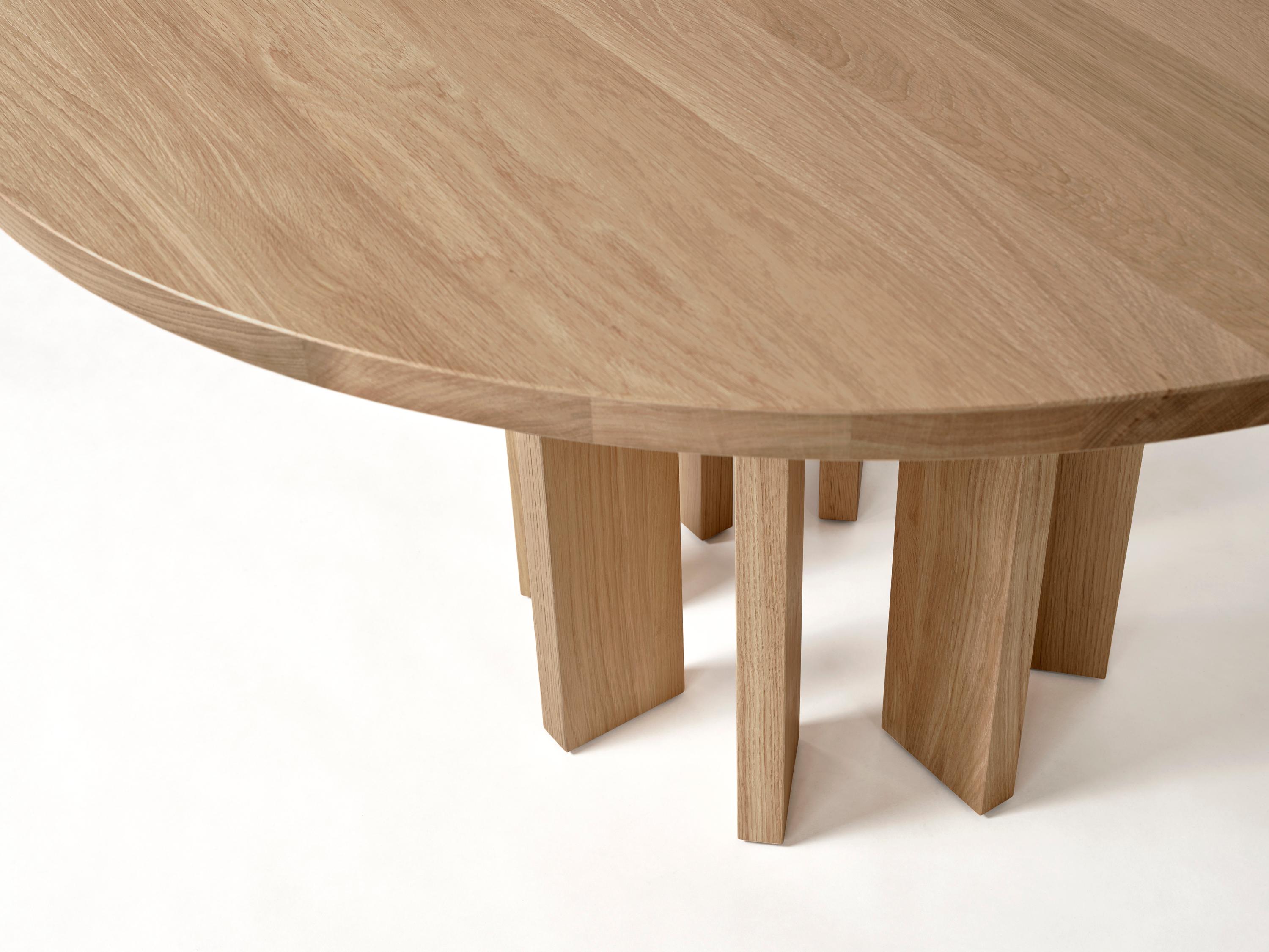 Oiled Round Dining Table in Solid Light European Oak - Thola by Mokko For Sale