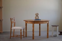 Round Dining Table in Solid Oak with One Extension, Danish Cabinetmaker, 1960s