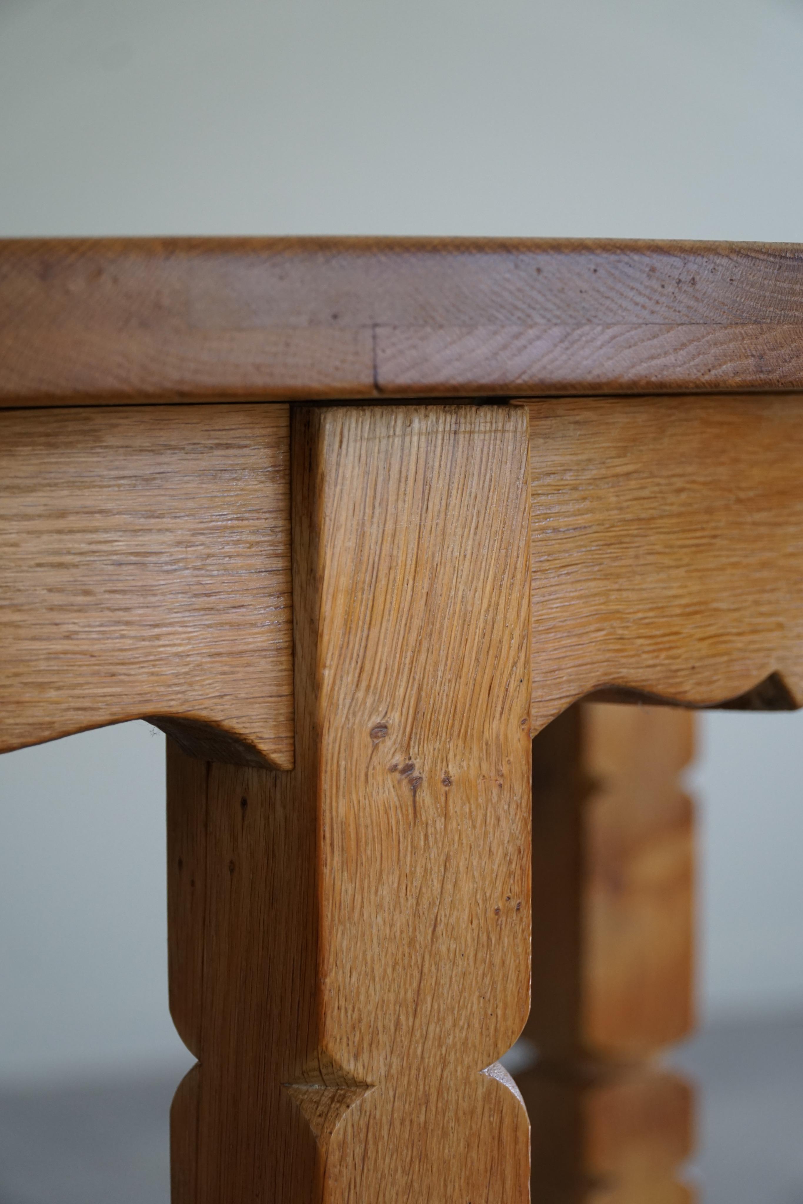 Round Dining Table in Solid Oak with Two Extensions, Danish Mid-Century, 1960s 7