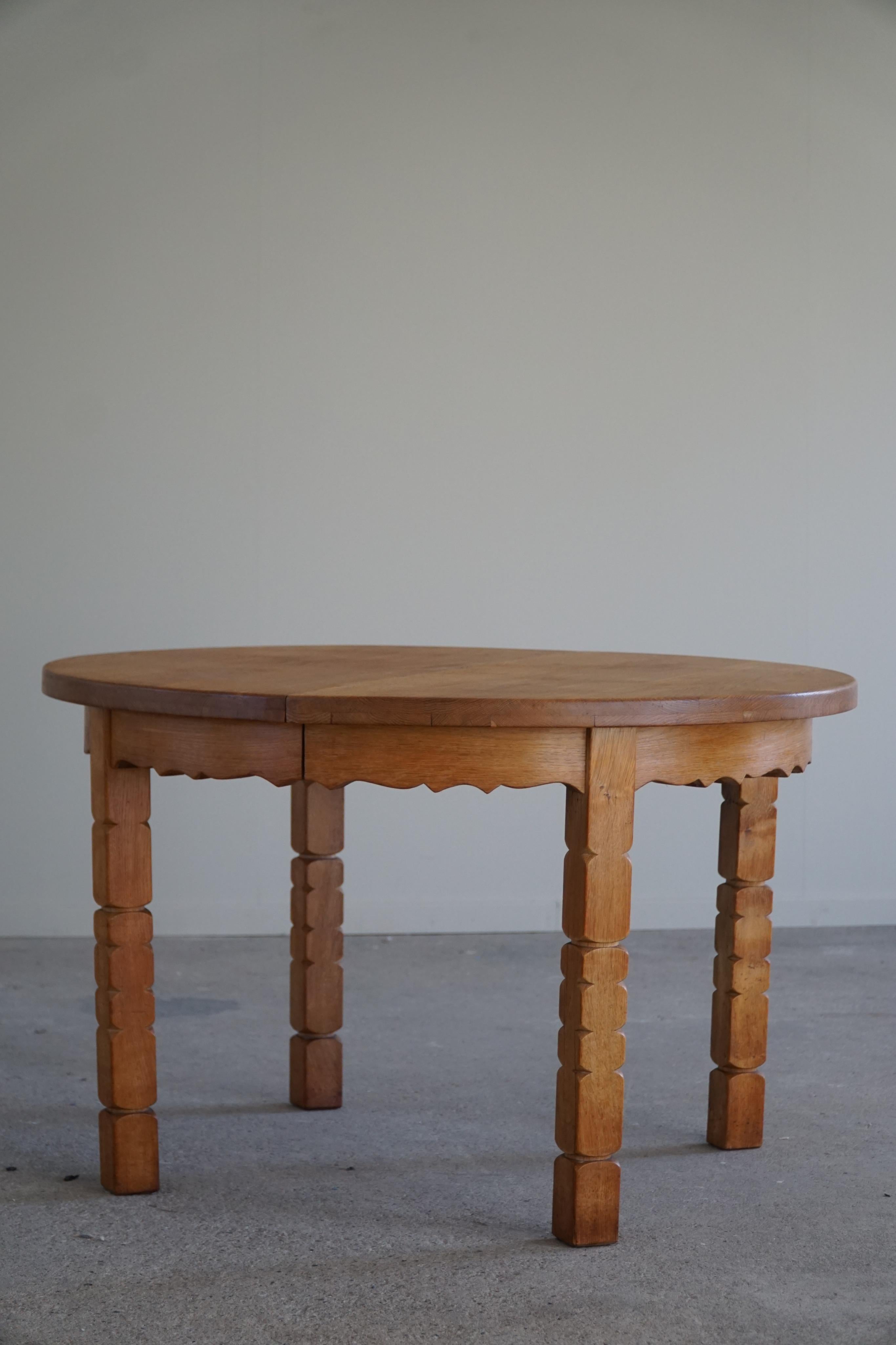 Round Dining Table in Solid Oak with Two Extensions, Danish Mid-Century, 1960s 8
