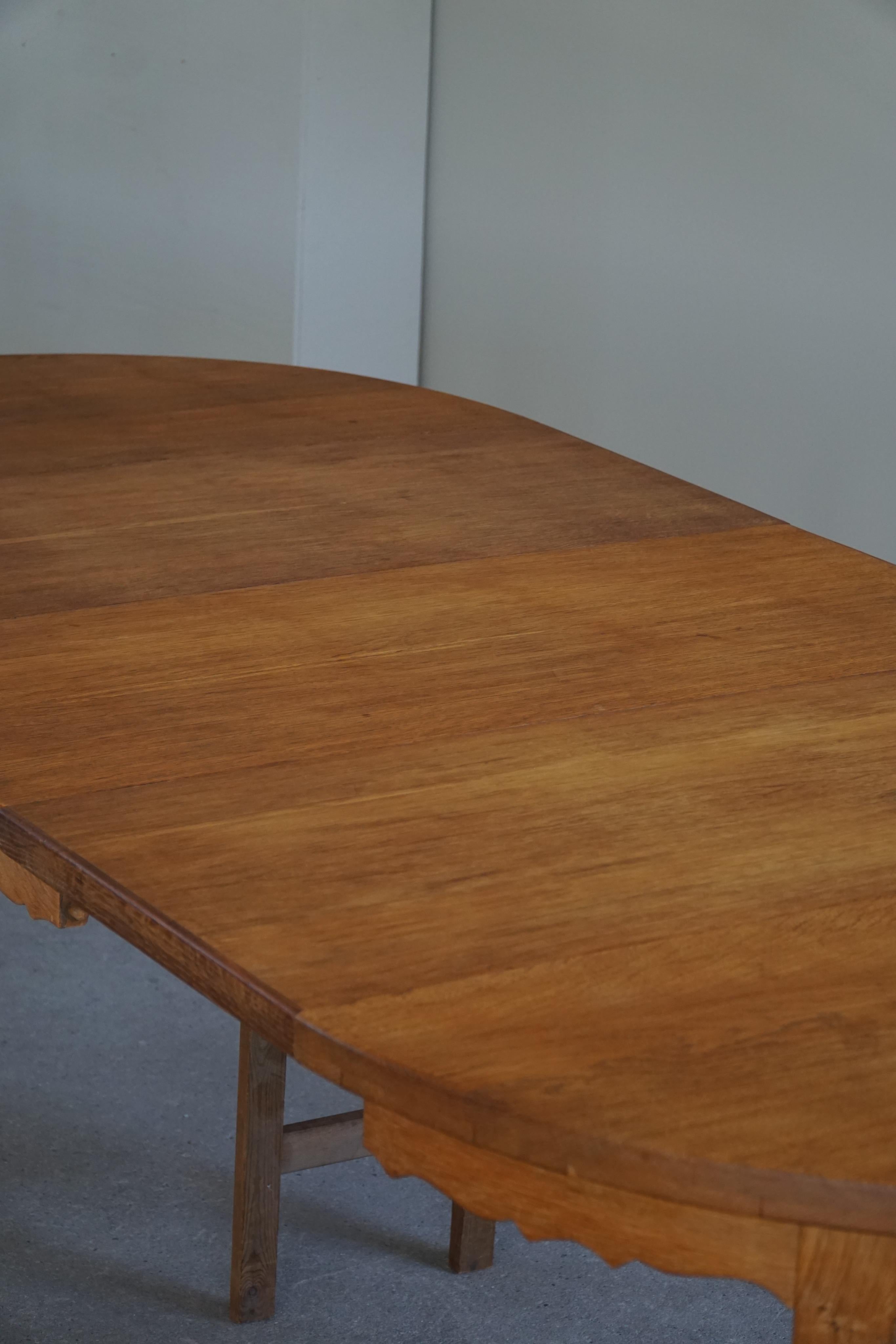 Round Dining Table in Solid Oak with Two Extensions, Danish Mid-Century, 1960s 12