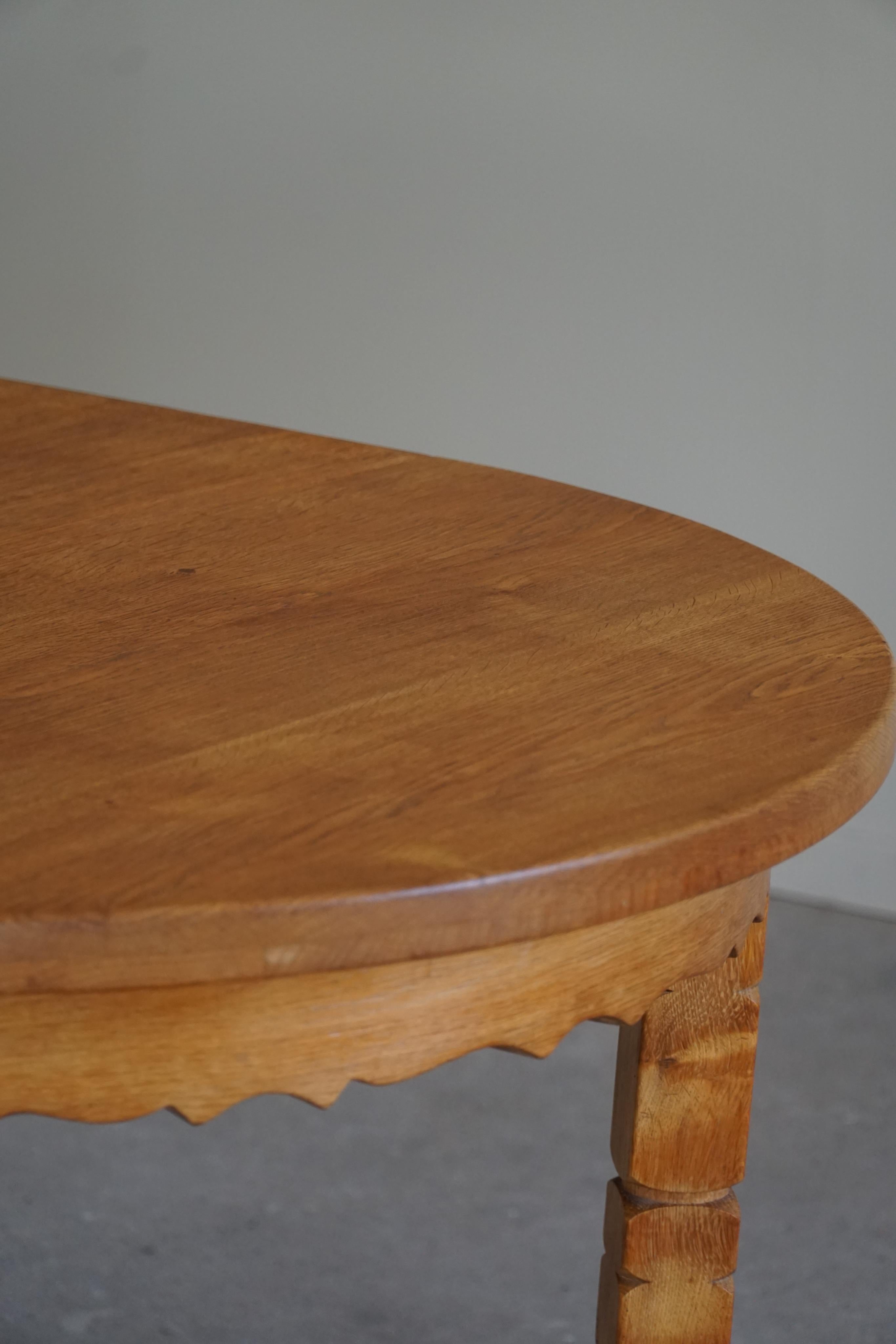 Round Dining Table in Solid Oak with Two Extensions, Danish Mid-Century, 1960s 13