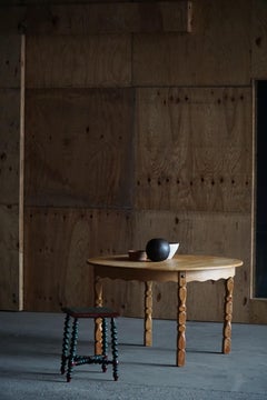 Round Dining Table in Solid Oak with Two Extensions, Danish Mid Century, 1960s
