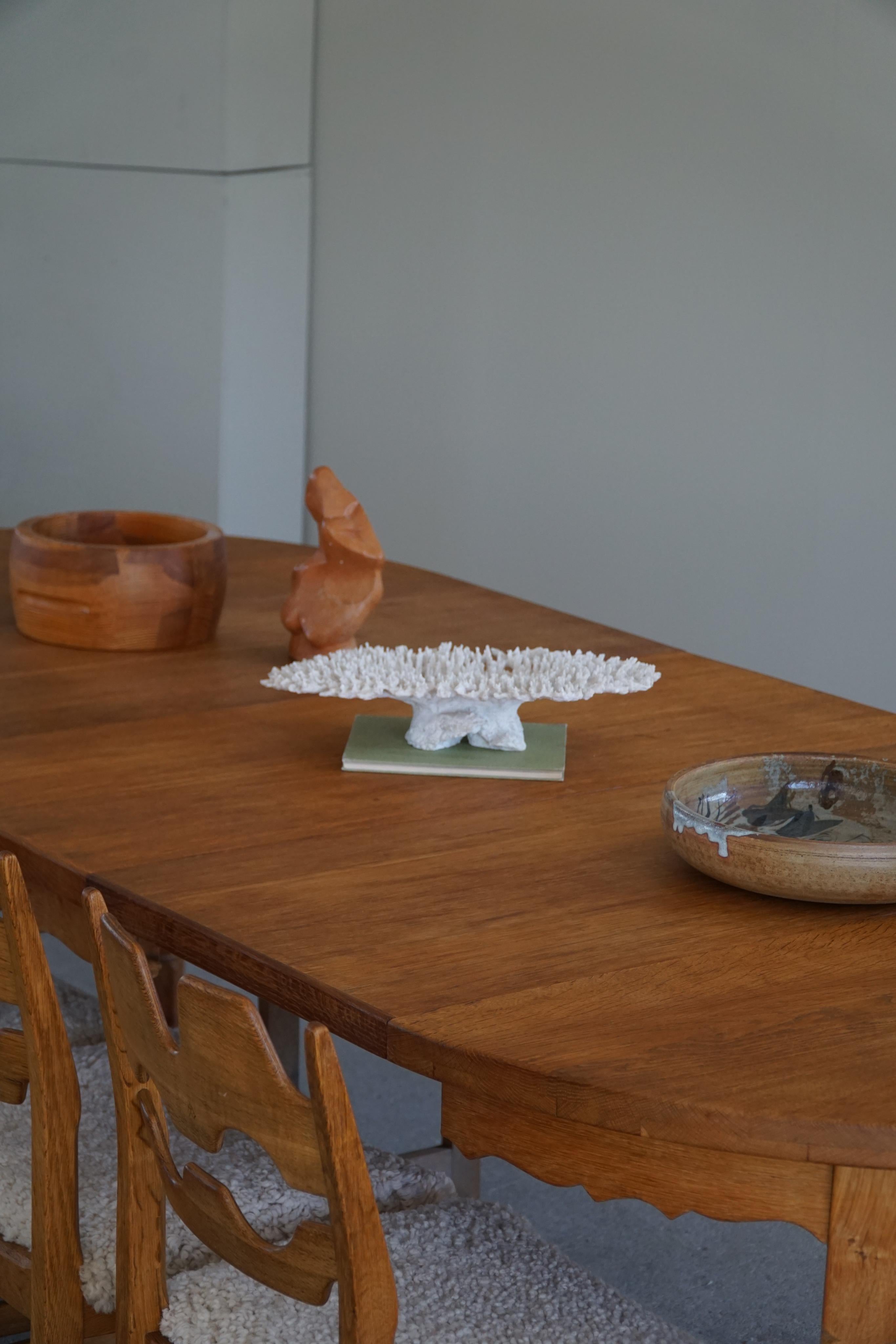 Round Dining Table in Solid Oak with Two Extensions, Danish Mid-Century, 1960s 1