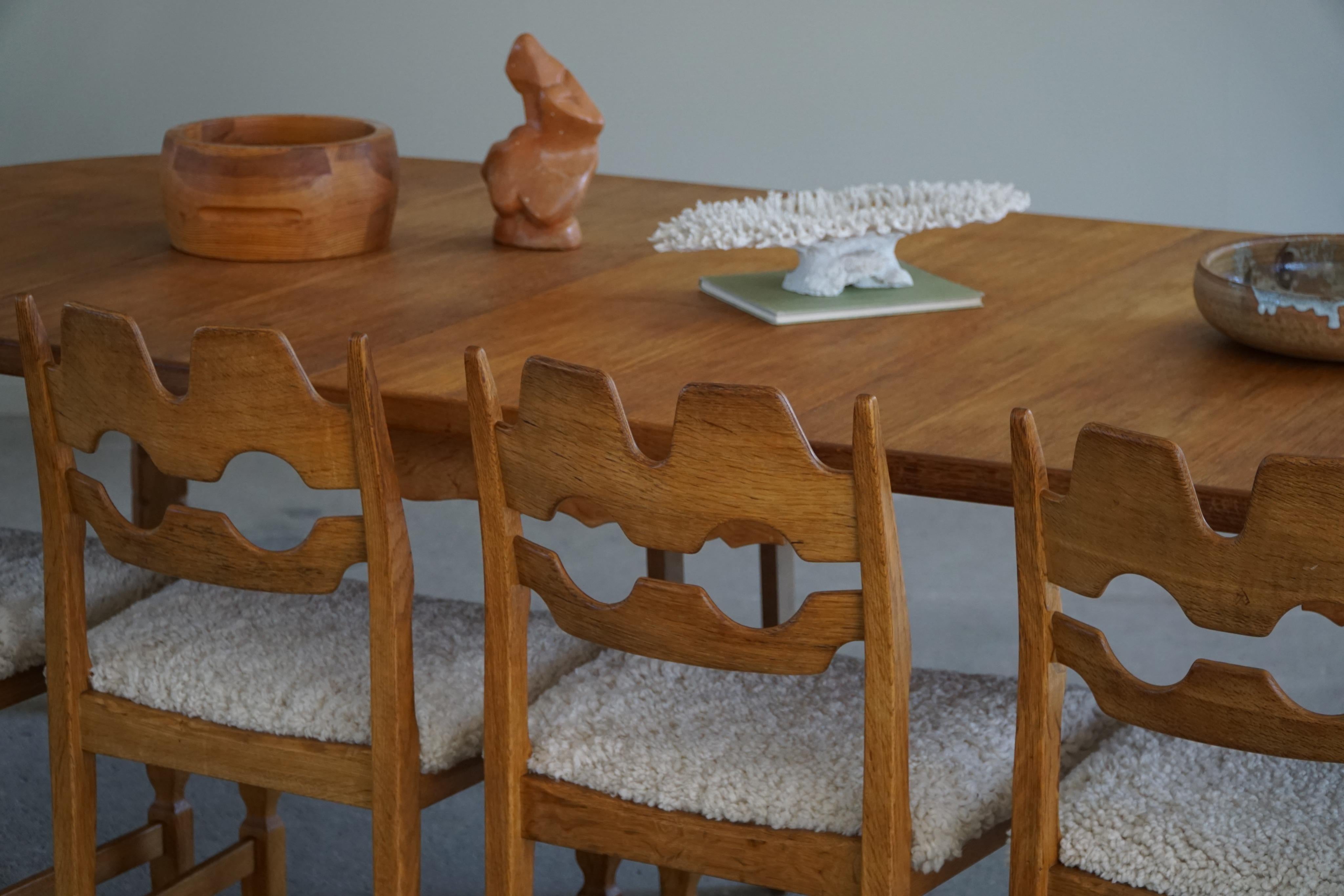 Round Dining Table in Solid Oak with Two Extensions, Danish Mid-Century, 1960s 2