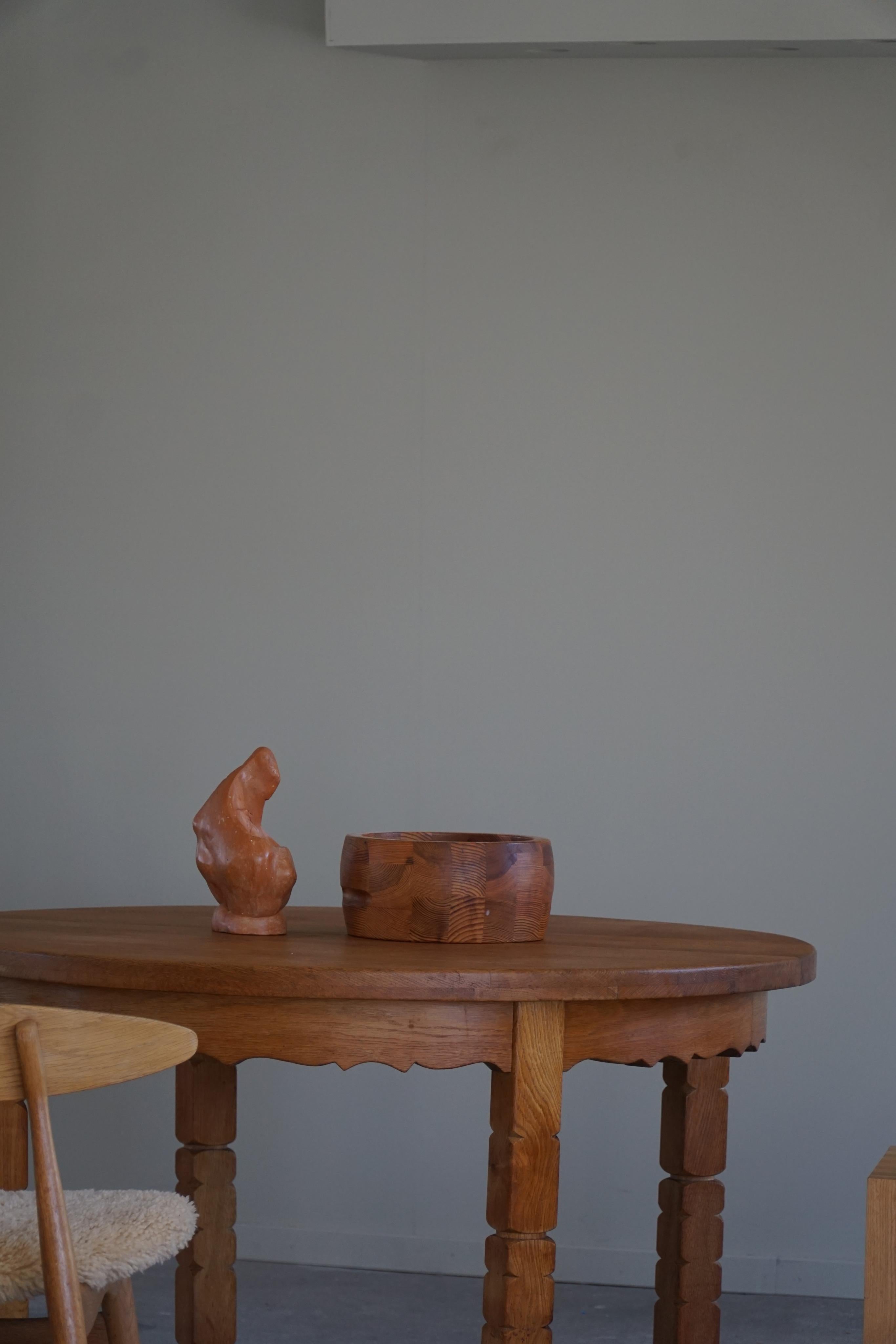 Round Dining Table in Solid Oak with Two Extensions, Danish Mid-Century, 1960s 3