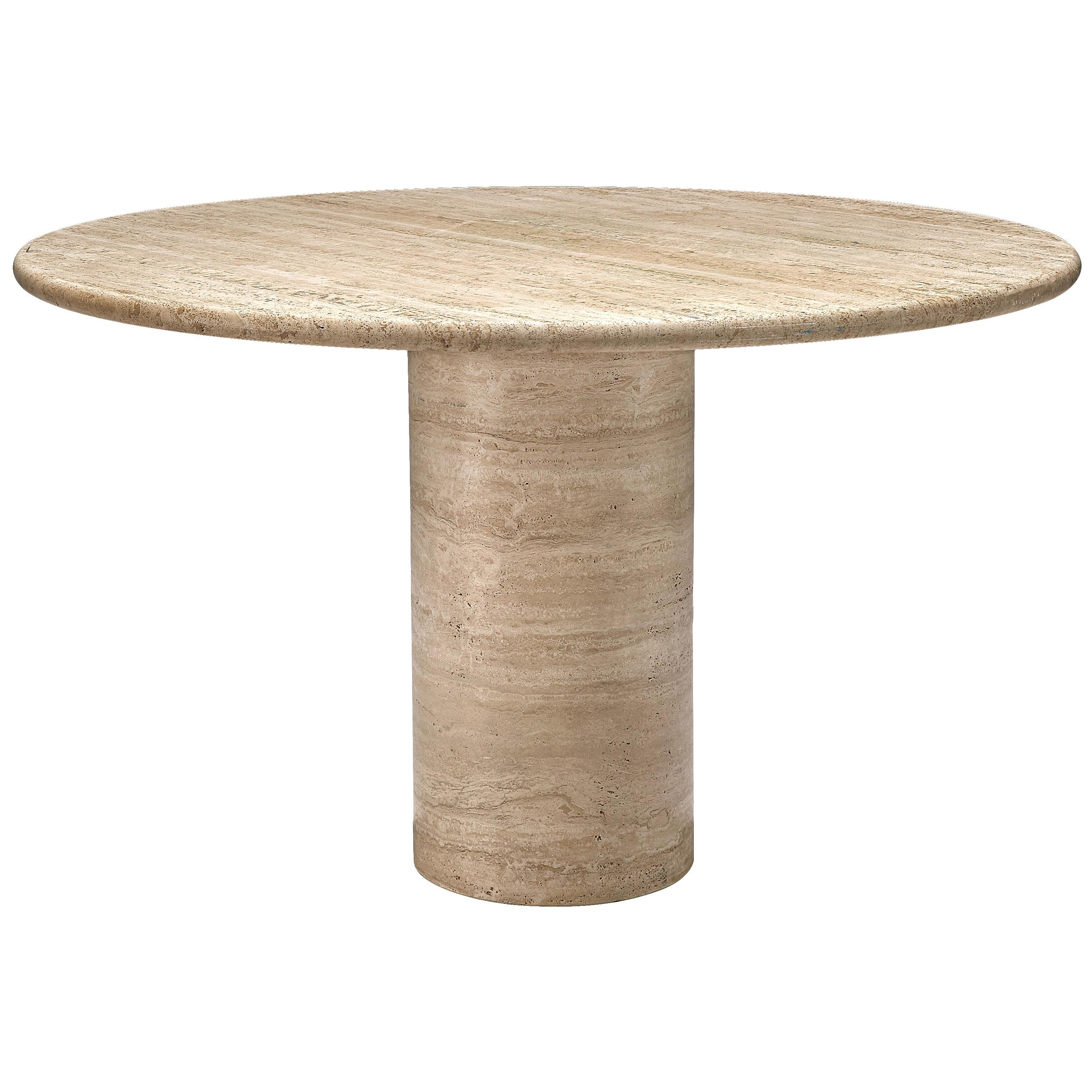 Round Dining Table in Travertine