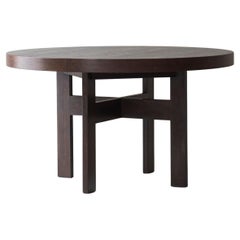 Round dining table in wengé, Dutch design from the 1960s.