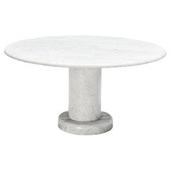 Round Dining Table in White Marble