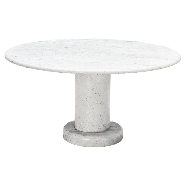 Round Dining Table in White Marble For Sale at 1stDibs