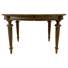 Round Dining Table Louis XV Style Bleached in Walnut Wood Late 19th Century