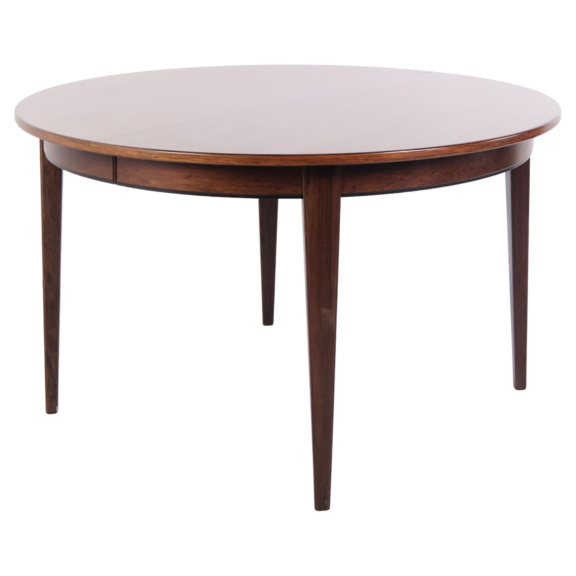 Round Dining Table Model 55 In Rosewood With Extension Leaves By Omann Jun