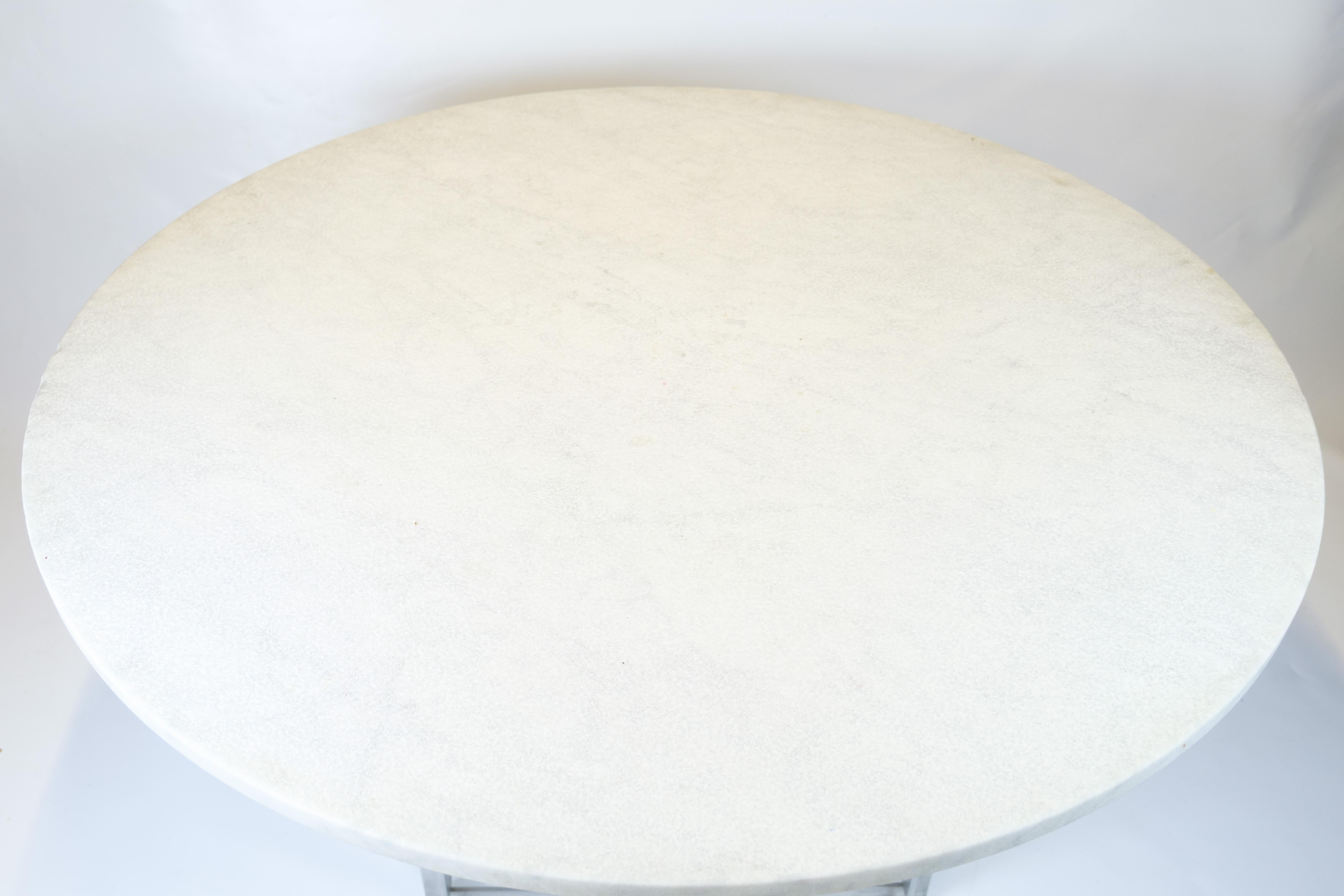 Round Dining Table Model PK54 In Rolled White Marble By Poul Kjærholm From 1963s For Sale 1