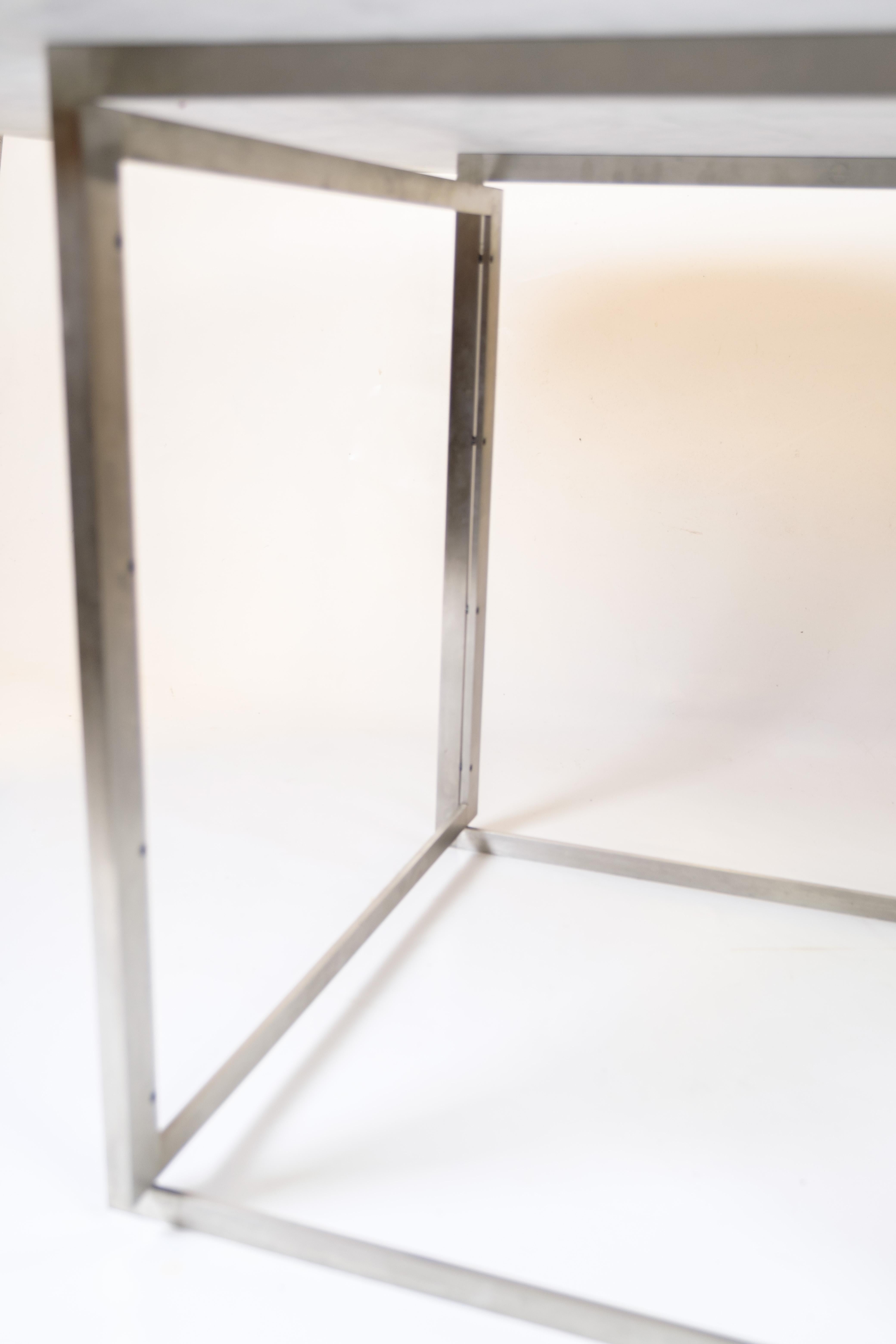 Round Dining Table Model PK54 In Rolled White Marble By Poul Kjærholm From 1963s For Sale 2