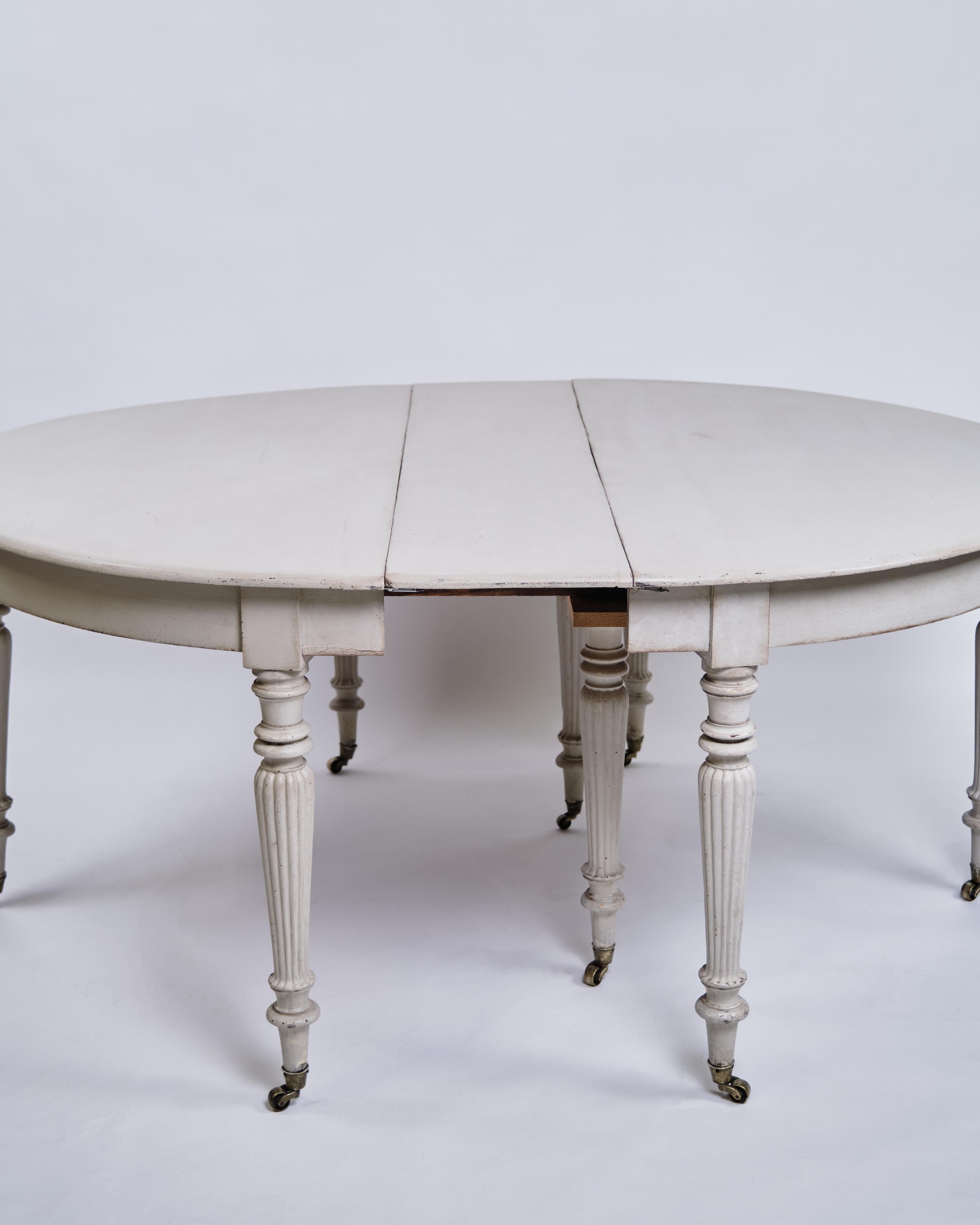 Round Dining Table / Moon Table Gustavian Style with Brass Wheels from 1780s For Sale 1