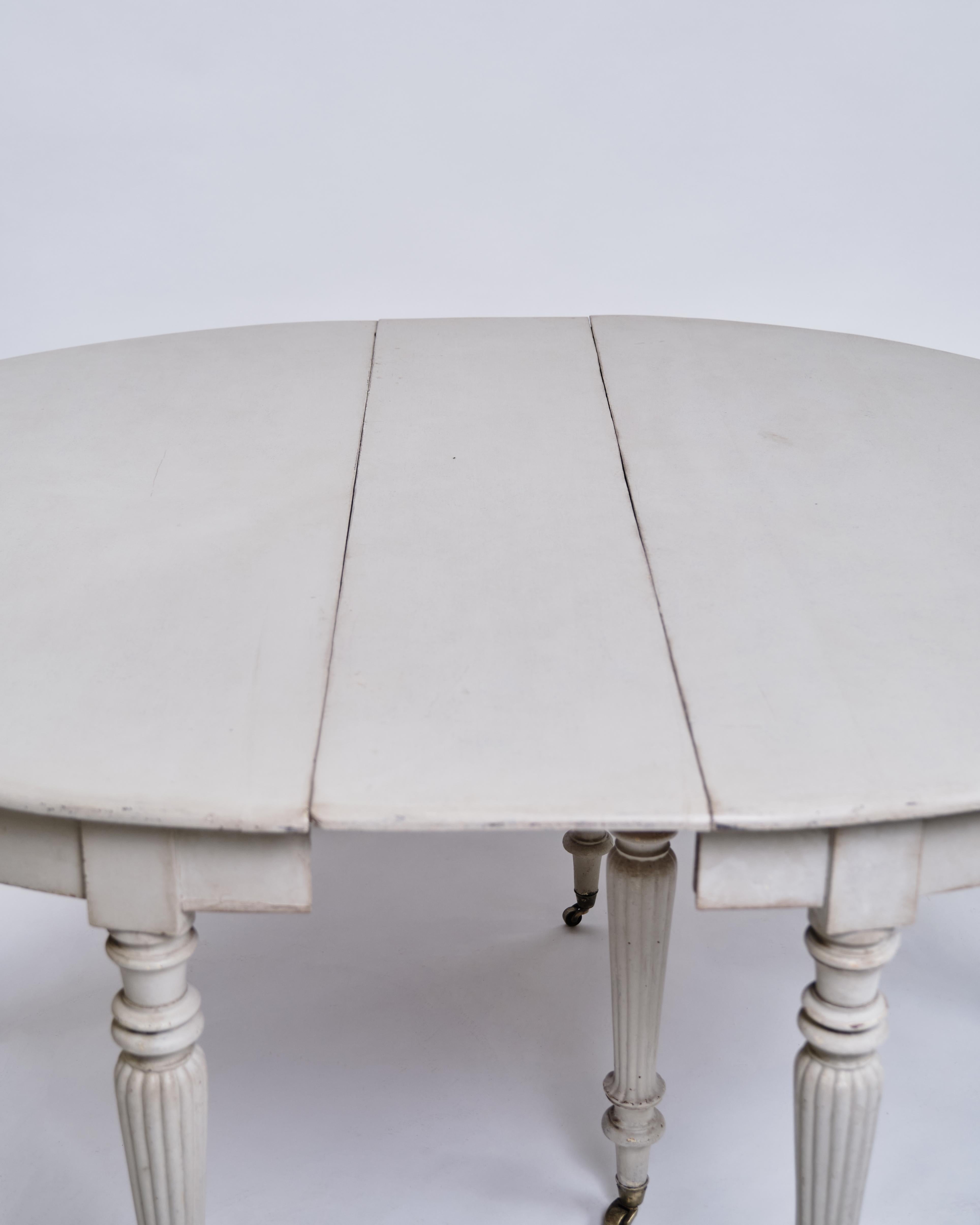 Round Dining Table / Moon Table Gustavian Style with Brass Wheels from 1780s For Sale 2