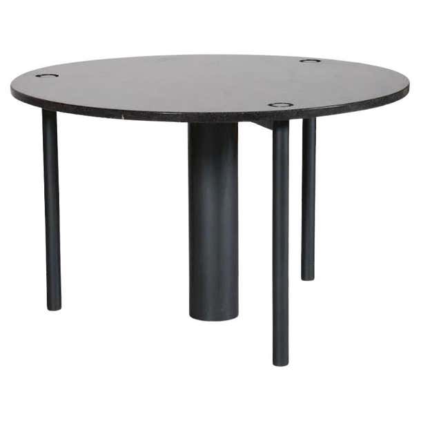 Round Dining Table of Black Lacquered Metal and Granite Top For Sale at ...