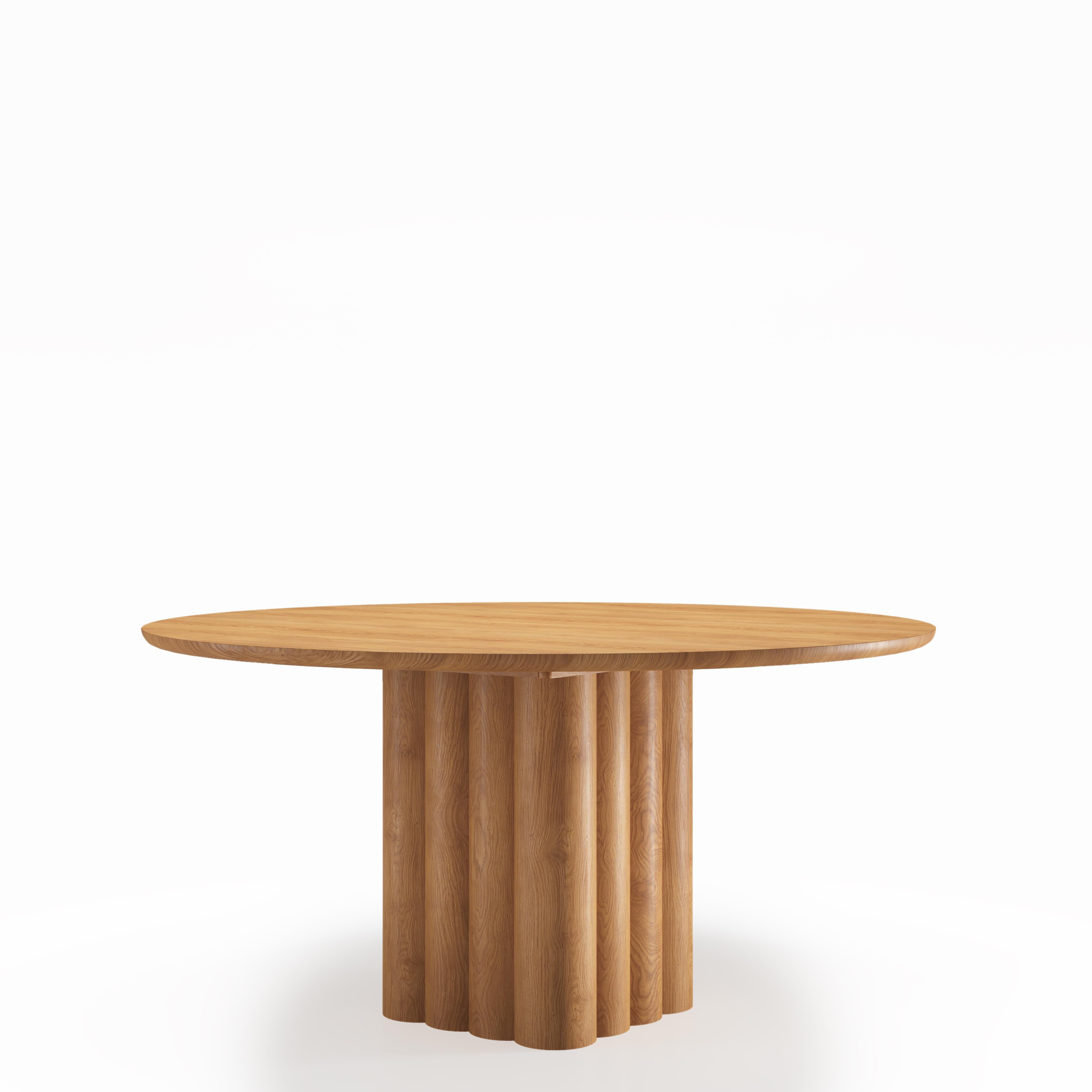 Contemporary Round Dining Table 'Plush' by Dk3, Natural Oak, 160 cm For Sale