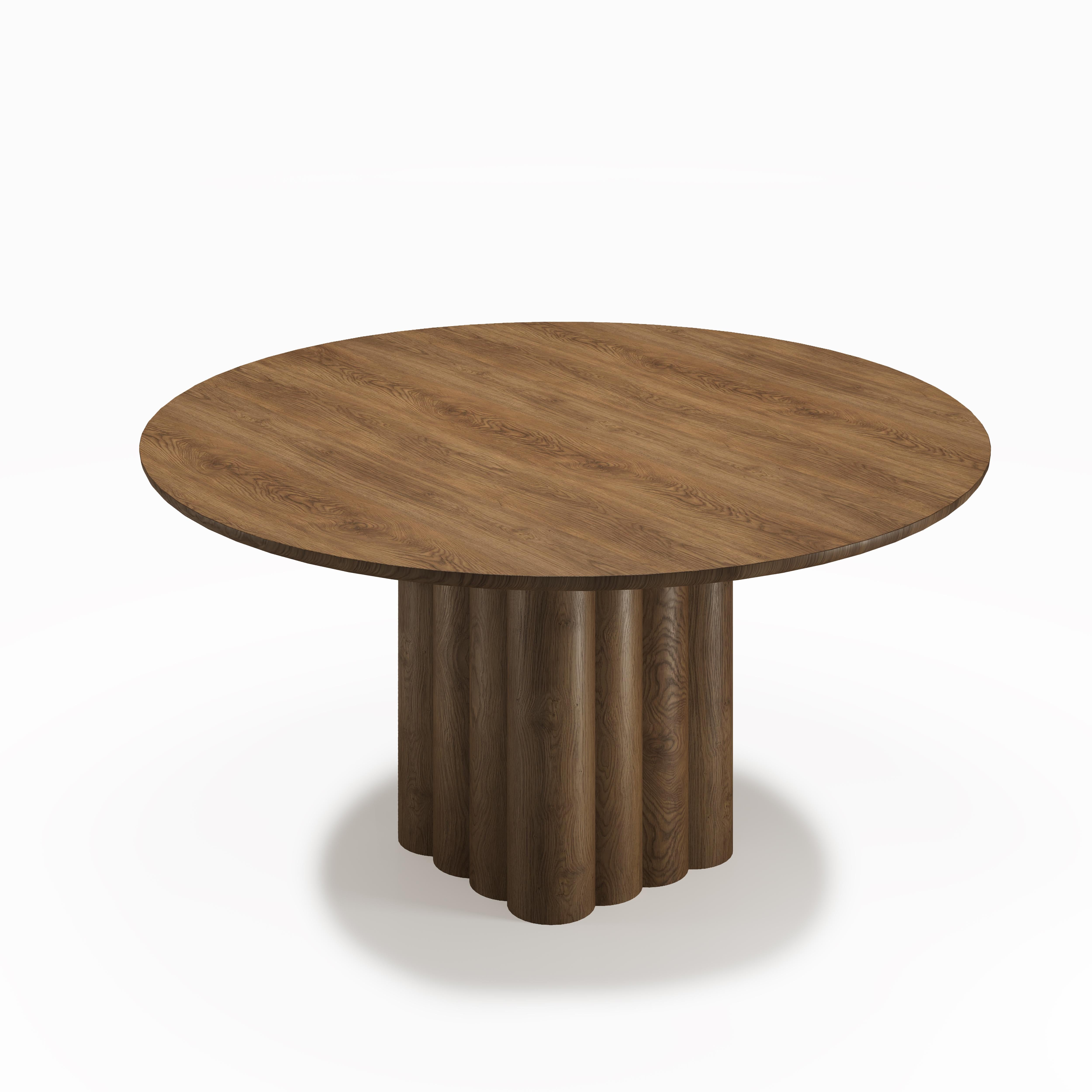 Runder Esstisch „Plush“ von Dk3, Rauchholz- oder Nussbaumholz, 140 cm im Angebot 6