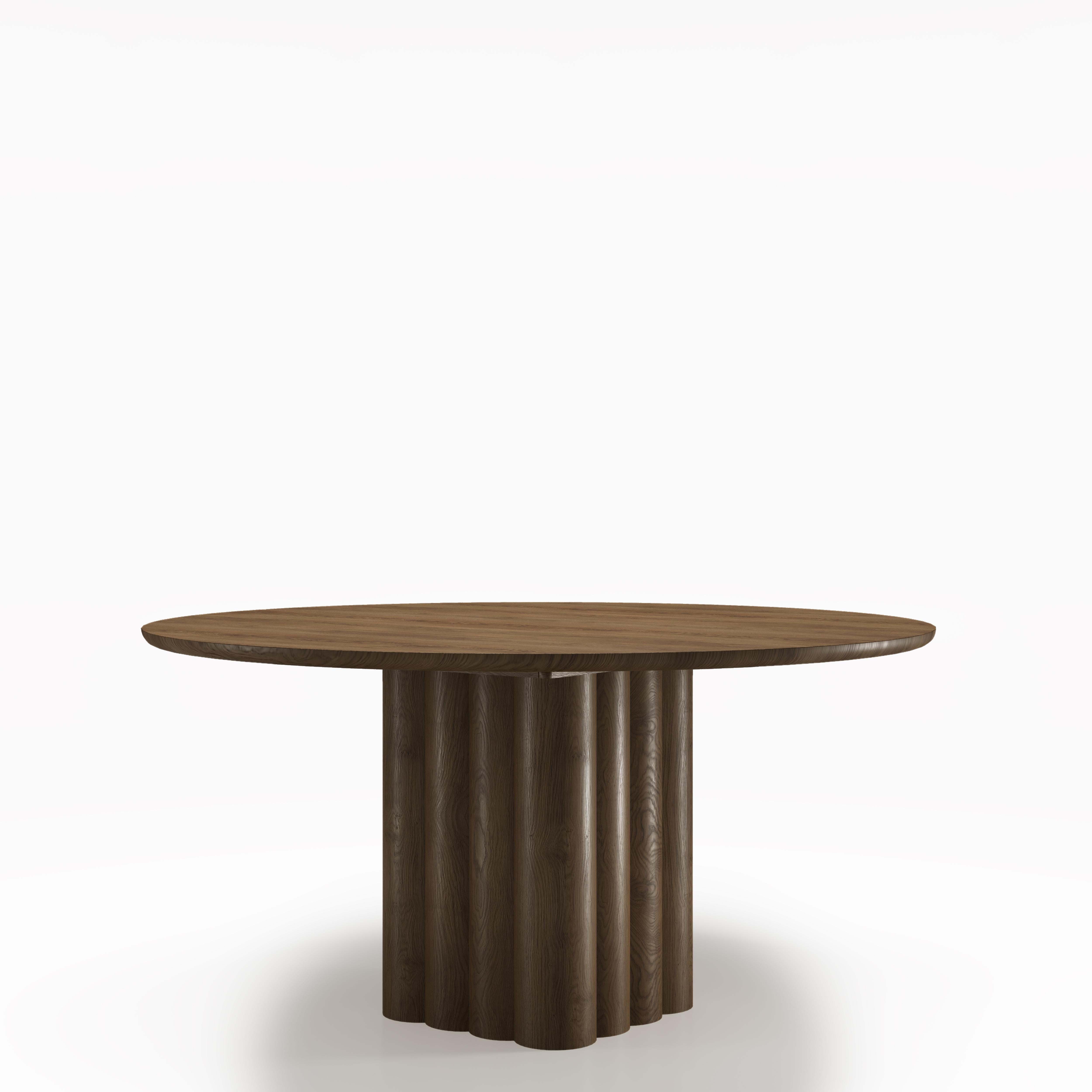 Danish Round Dining Table 'Plush' by Dk3, Smoked Oak or Walnut, 140 cm For Sale