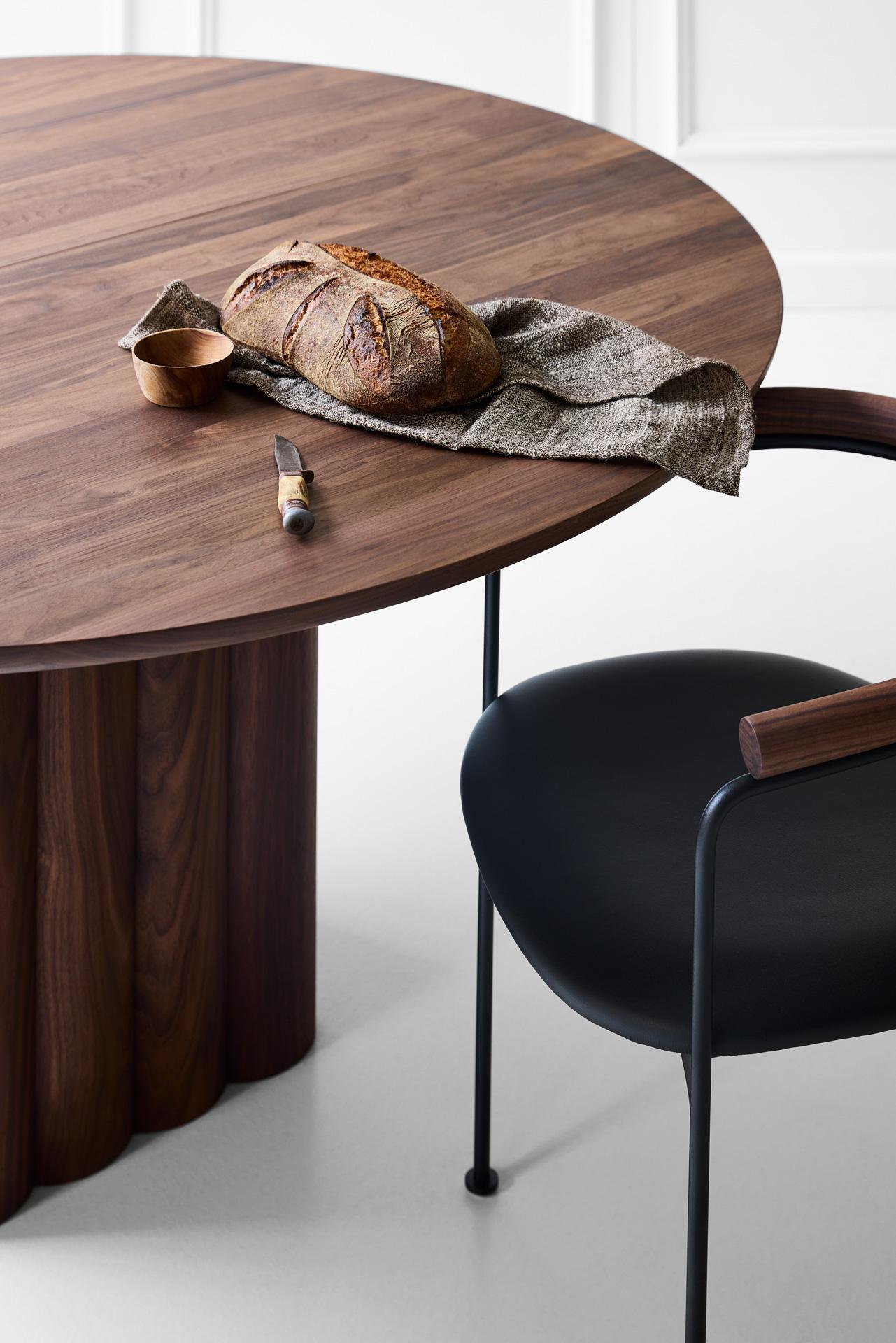 Round Dining Table 'Plush' by Dk3, Smoked Oak or Walnut, 150 cm For Sale 9