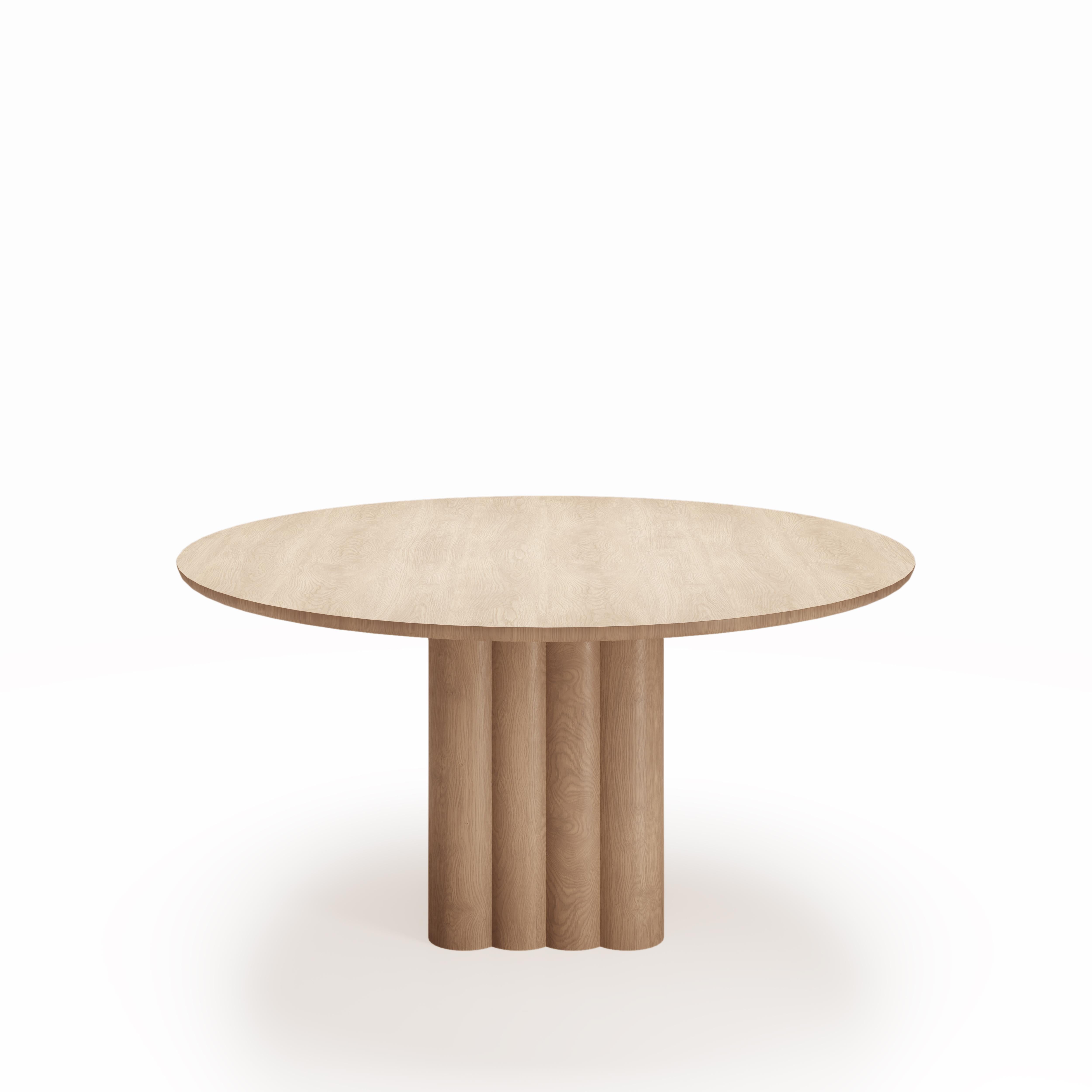 Table de salle à manger ronde 'Plush' par DK3, Oak Oak fumé ou Walnut, 150 cm en vente 2