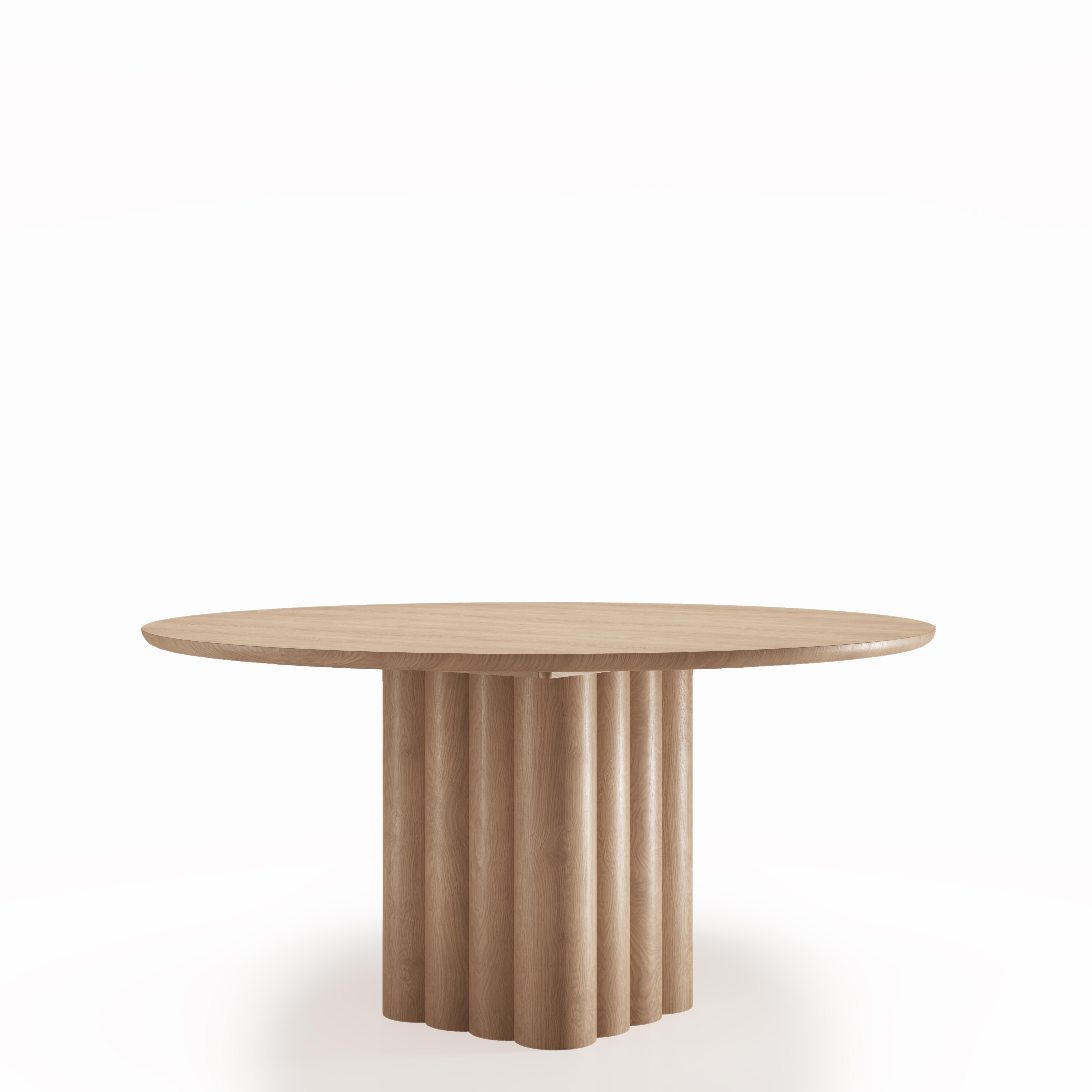 Table de salle à manger rondePlush par Dk3, chêne fumé ou noyer, 160 cm en vente 7