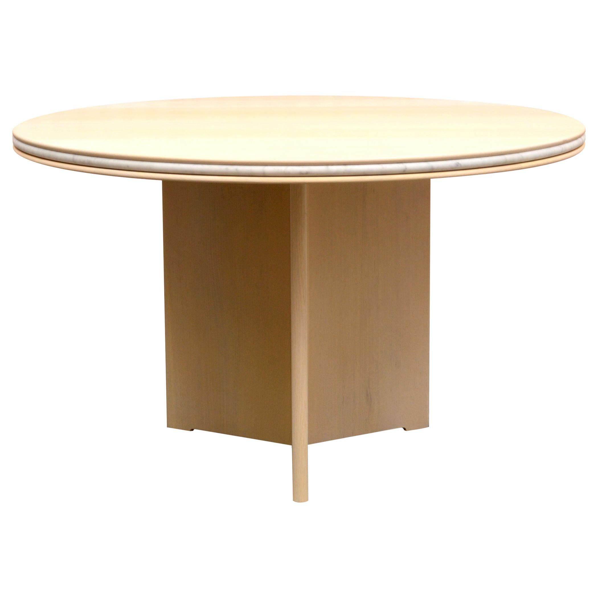 Contemporary White Oak and Marble Dining Table - Dining Table SMORE For Sale