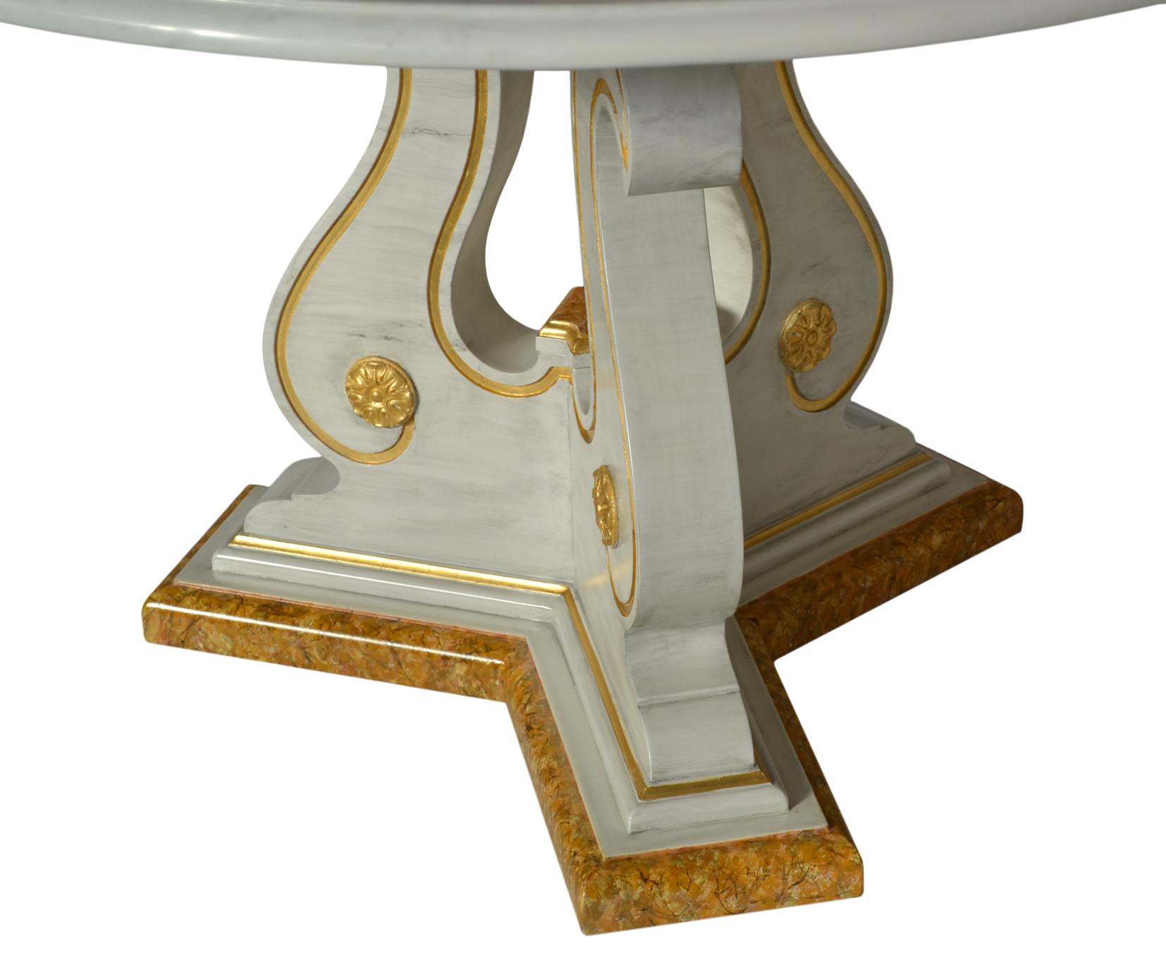 Hand-Crafted Dining table marble and scagliola inlays, handmade in Italy by Cupioli available For Sale