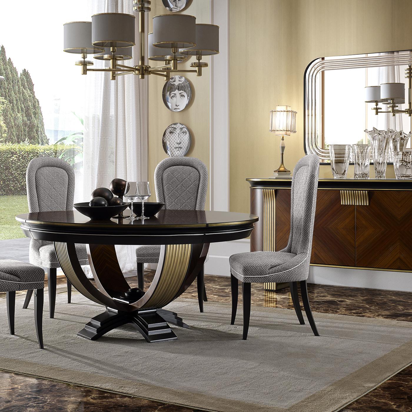 Italian Round Dining Table with Emperador Marble Lazy Susan