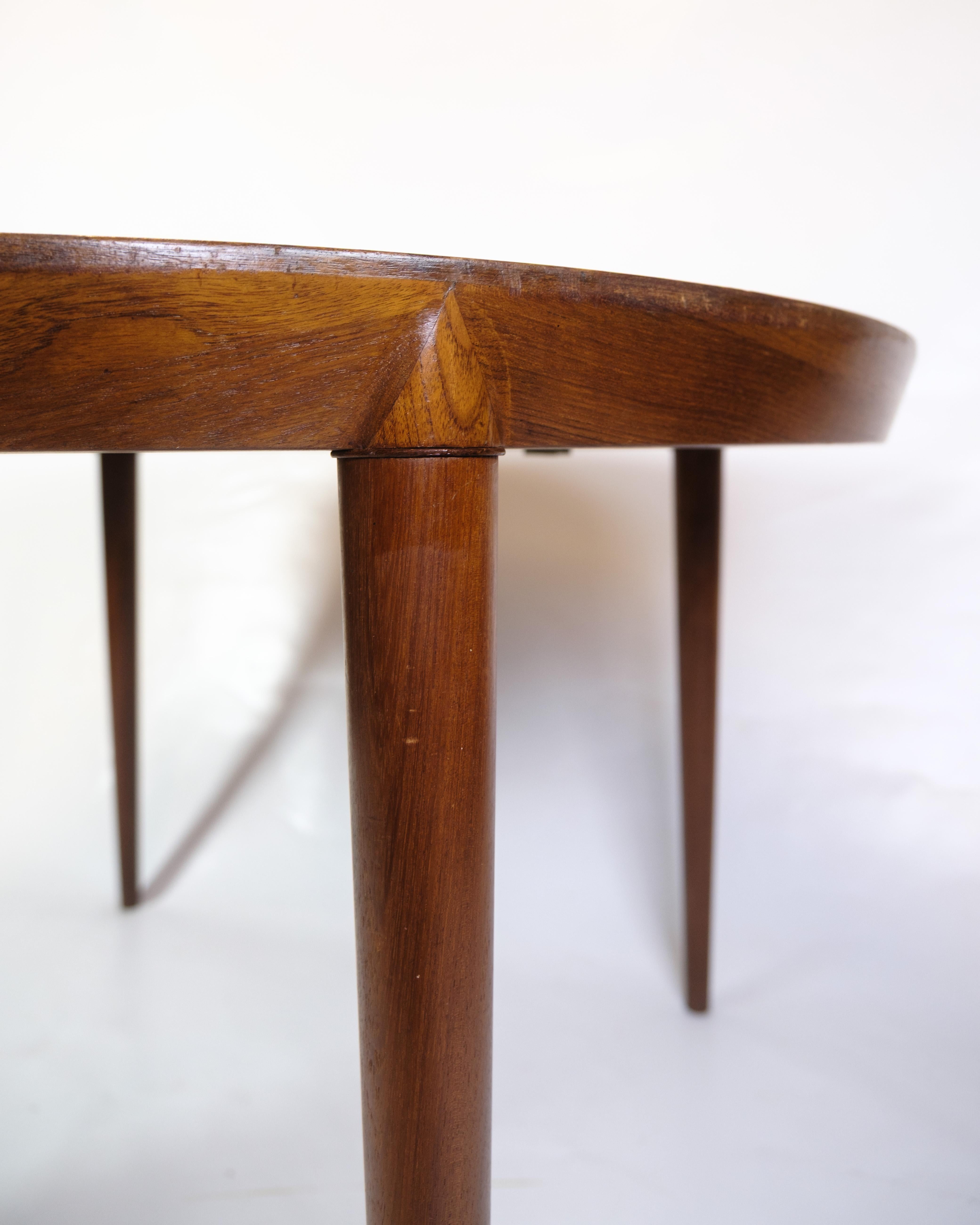 Danish Round Dining Table With Extension Leaves Made In Teak By Severin Hansen For Sale