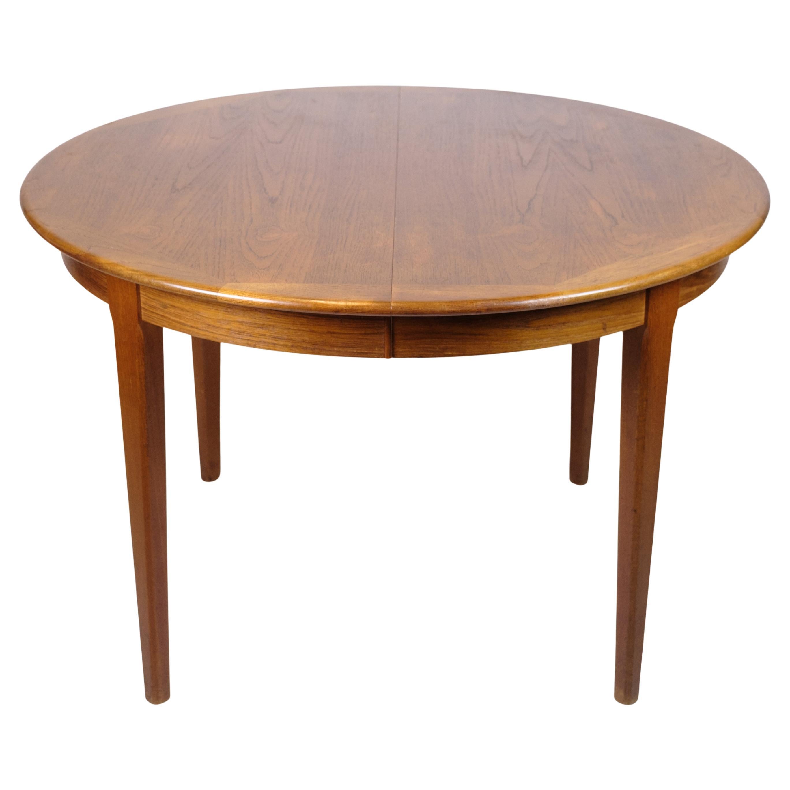 Round Dining Table With Extension Leaves Made In Teak From 1960s