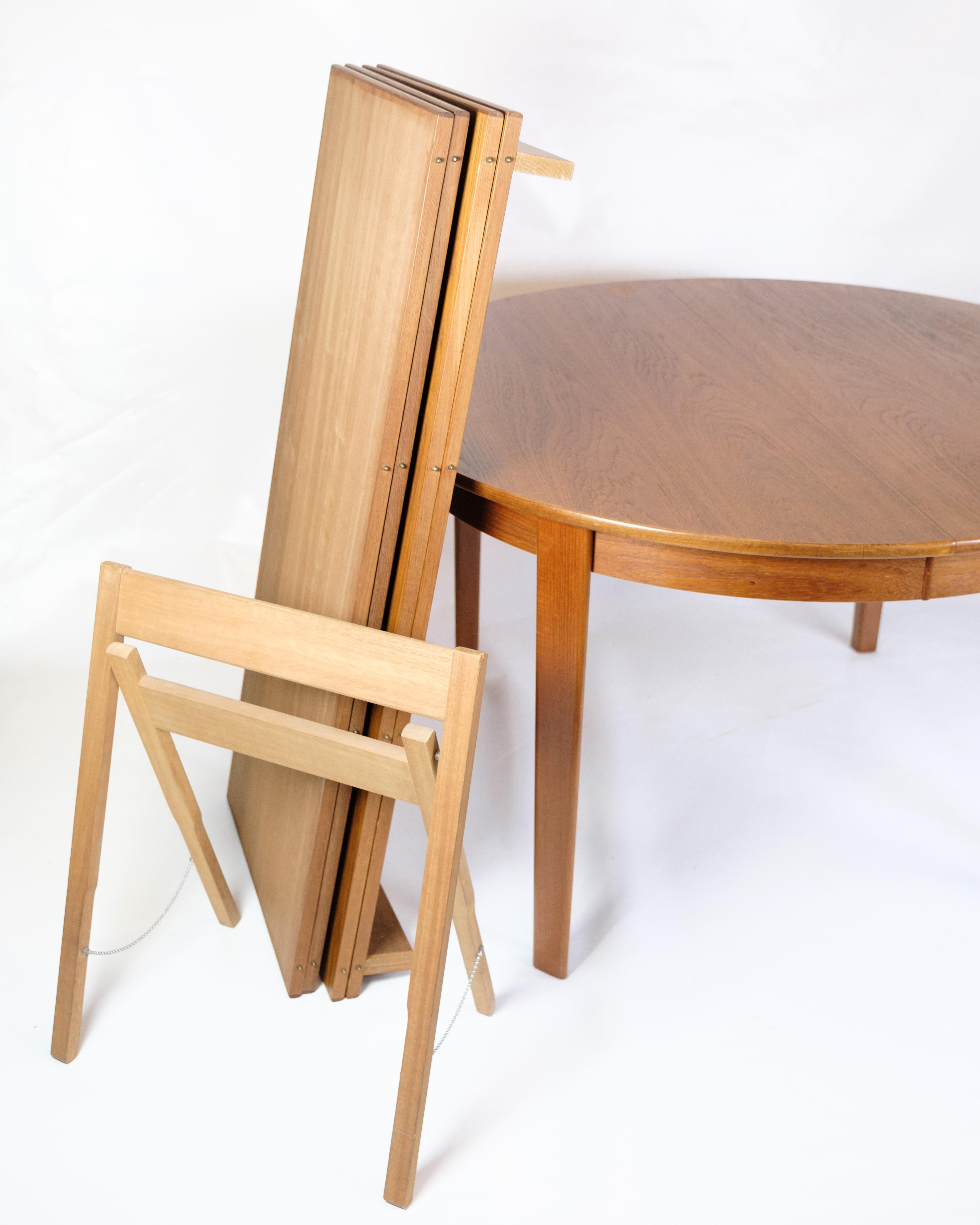 Round Dining Table With Extension Made In Teak From 1960s 7