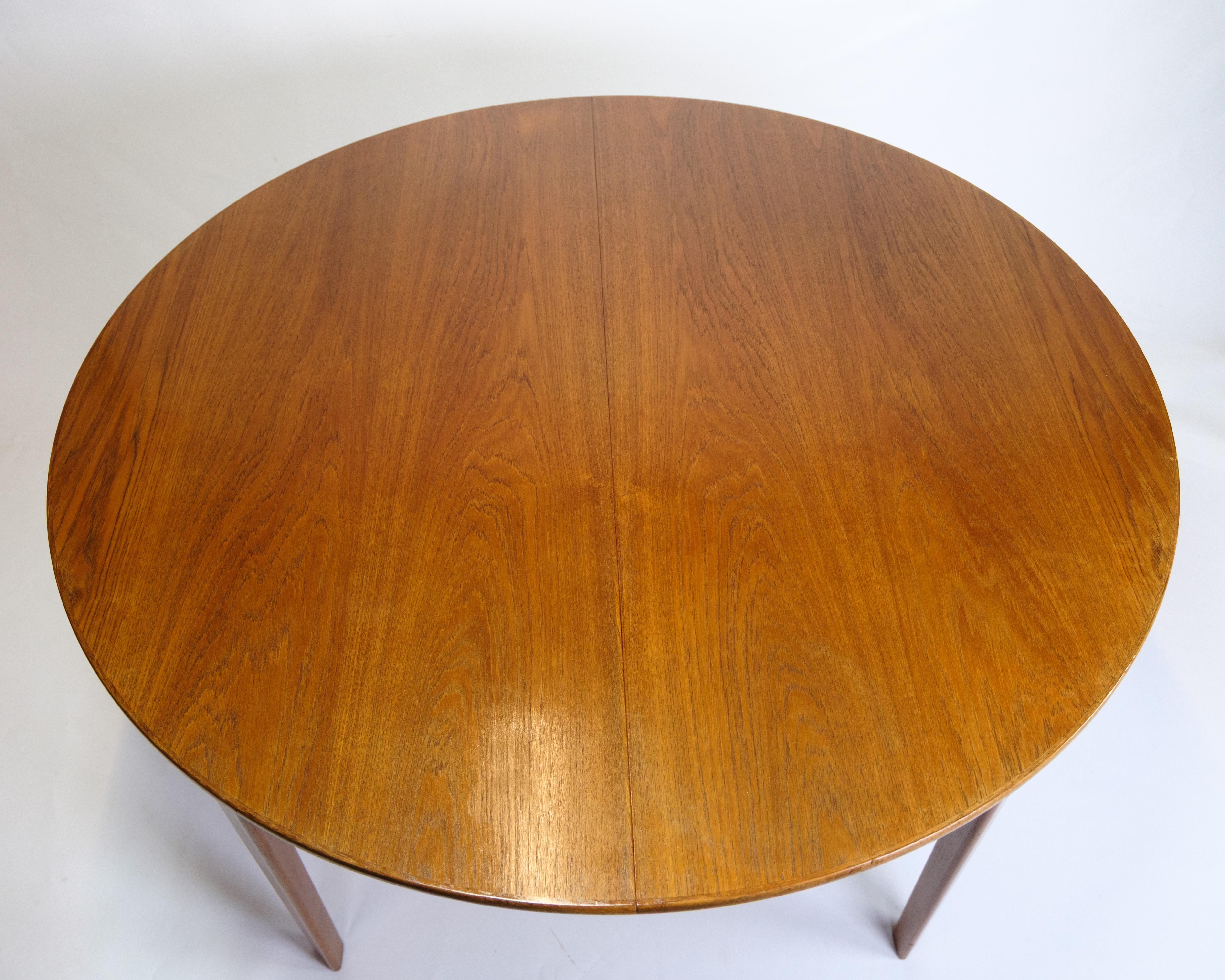 Round Dining Table With Extension Made In Teak From 1960s 8