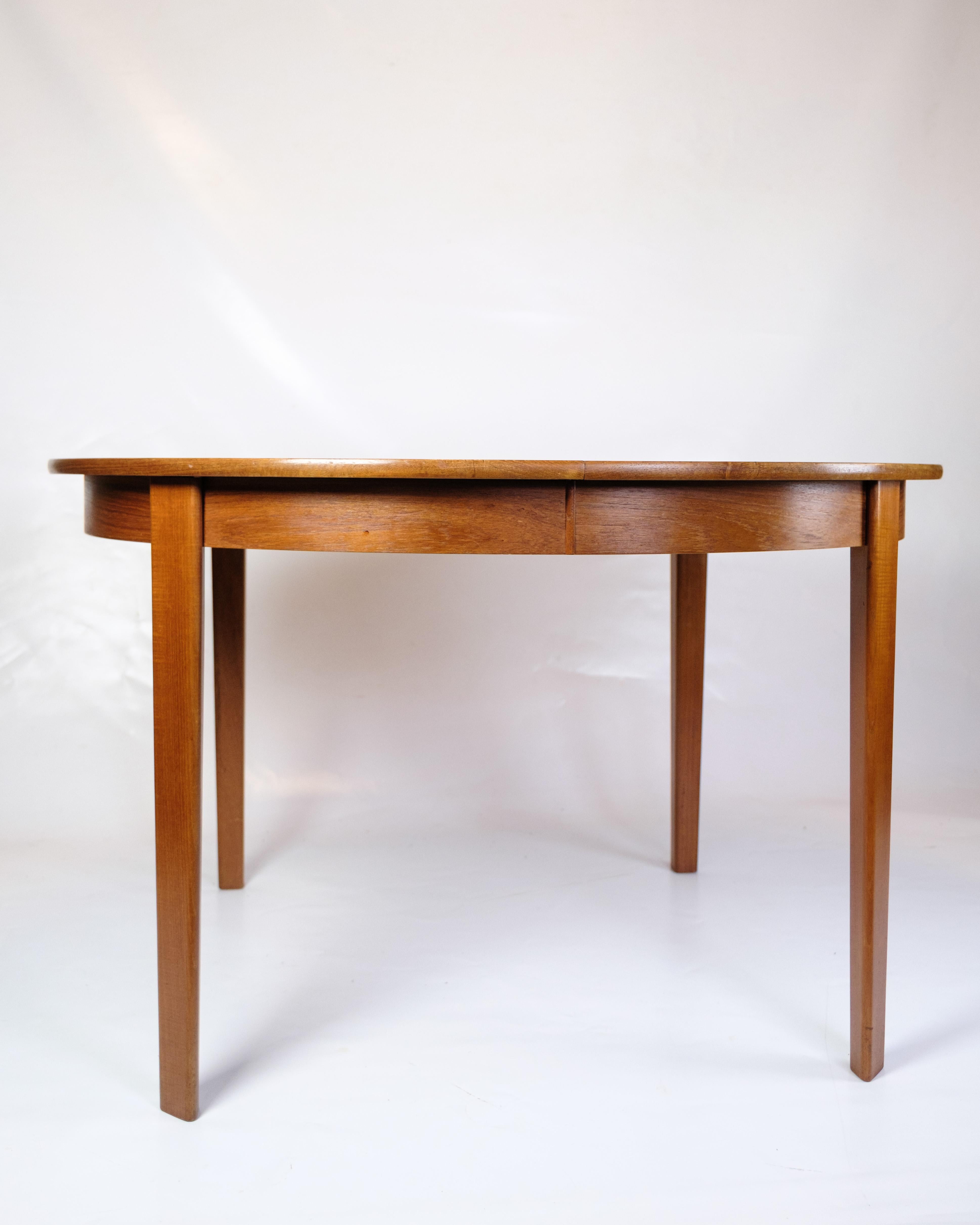 Mid-Century Modern Round Dining Table With Extension Made In Teak From 1960s