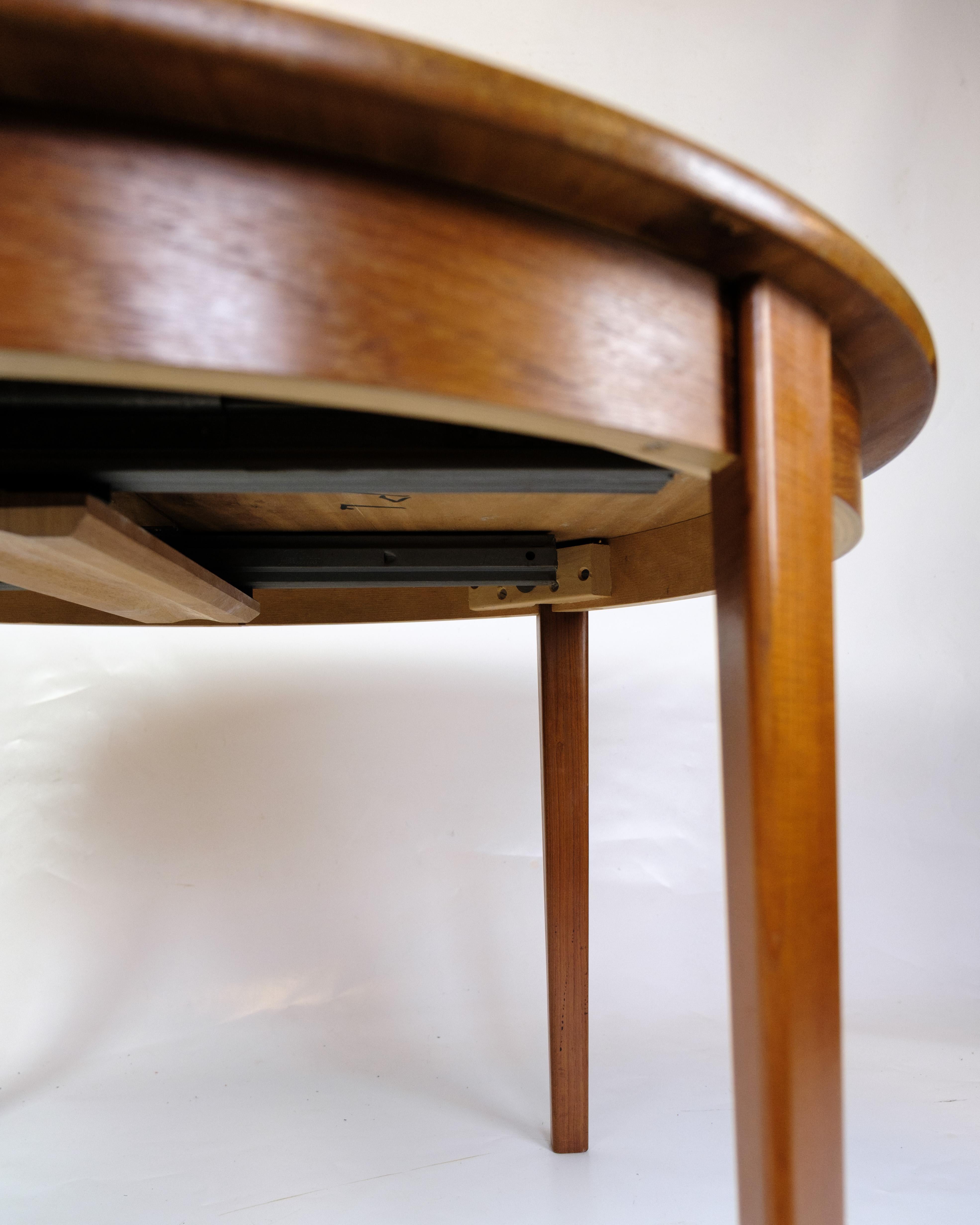 Danish Round Dining Table With Extension Made In Teak From 1960s