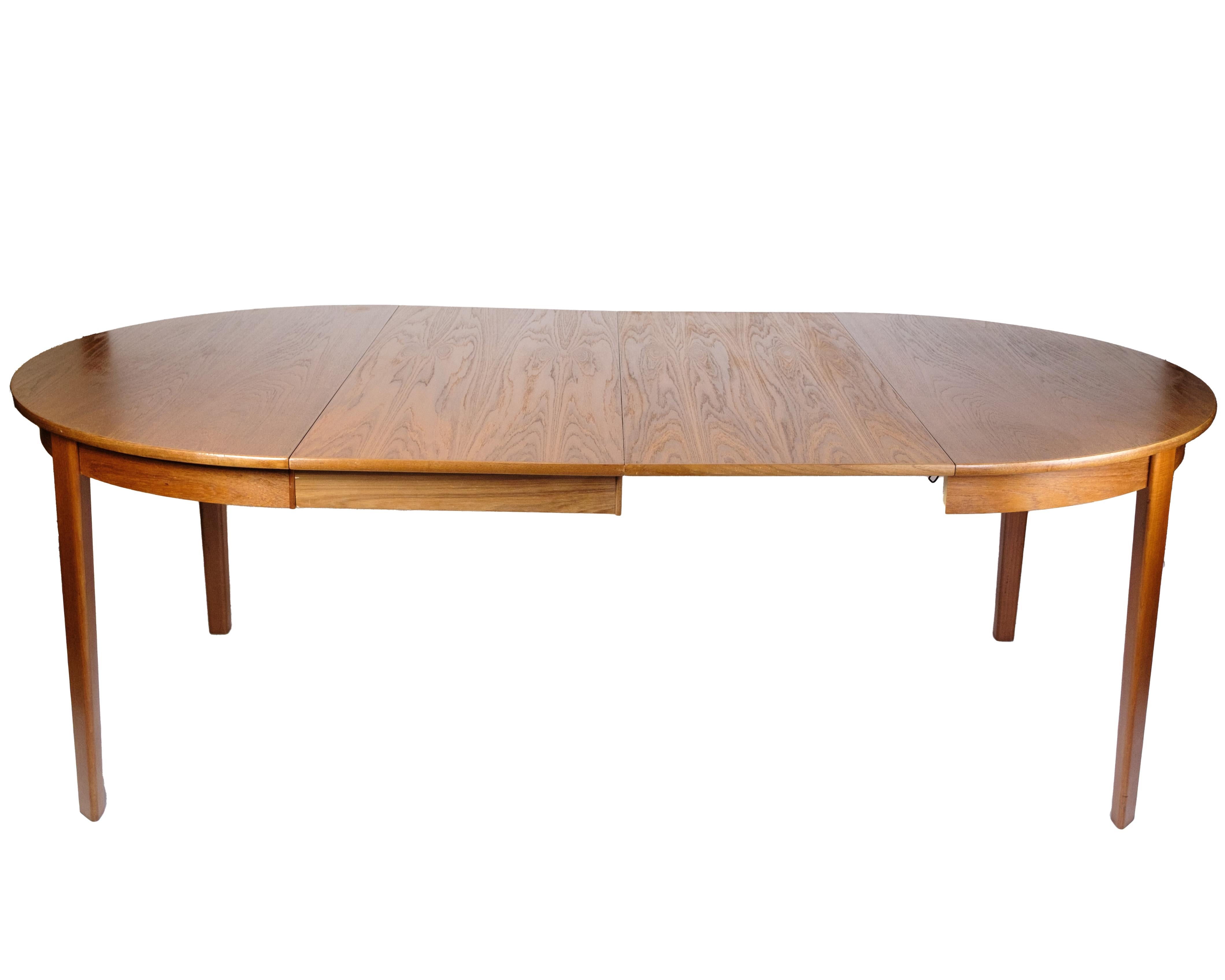 Mid-20th Century Round Dining Table With Extension Made In Teak From 1960s