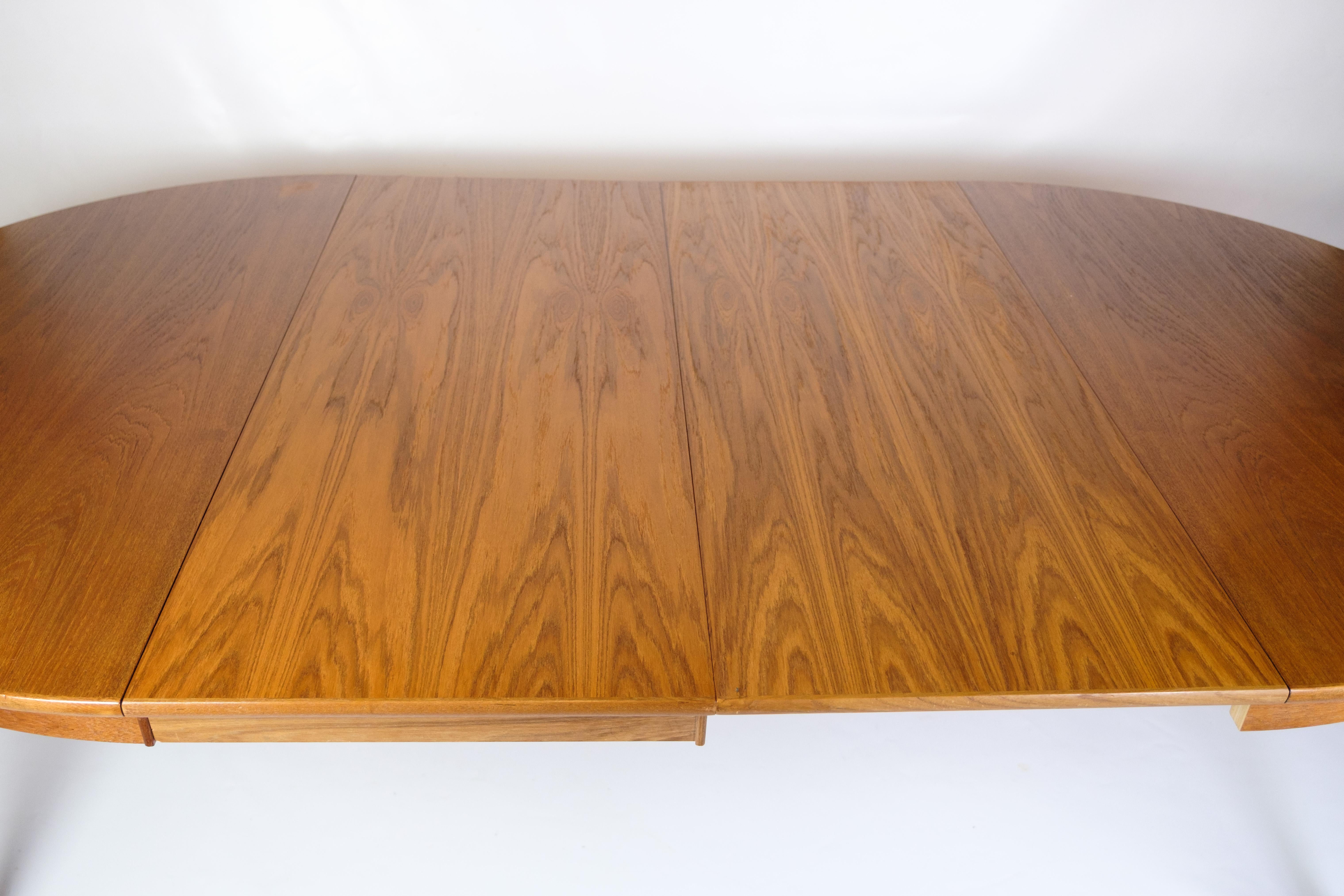Round Dining Table With Extension Made In Teak From 1960s 1